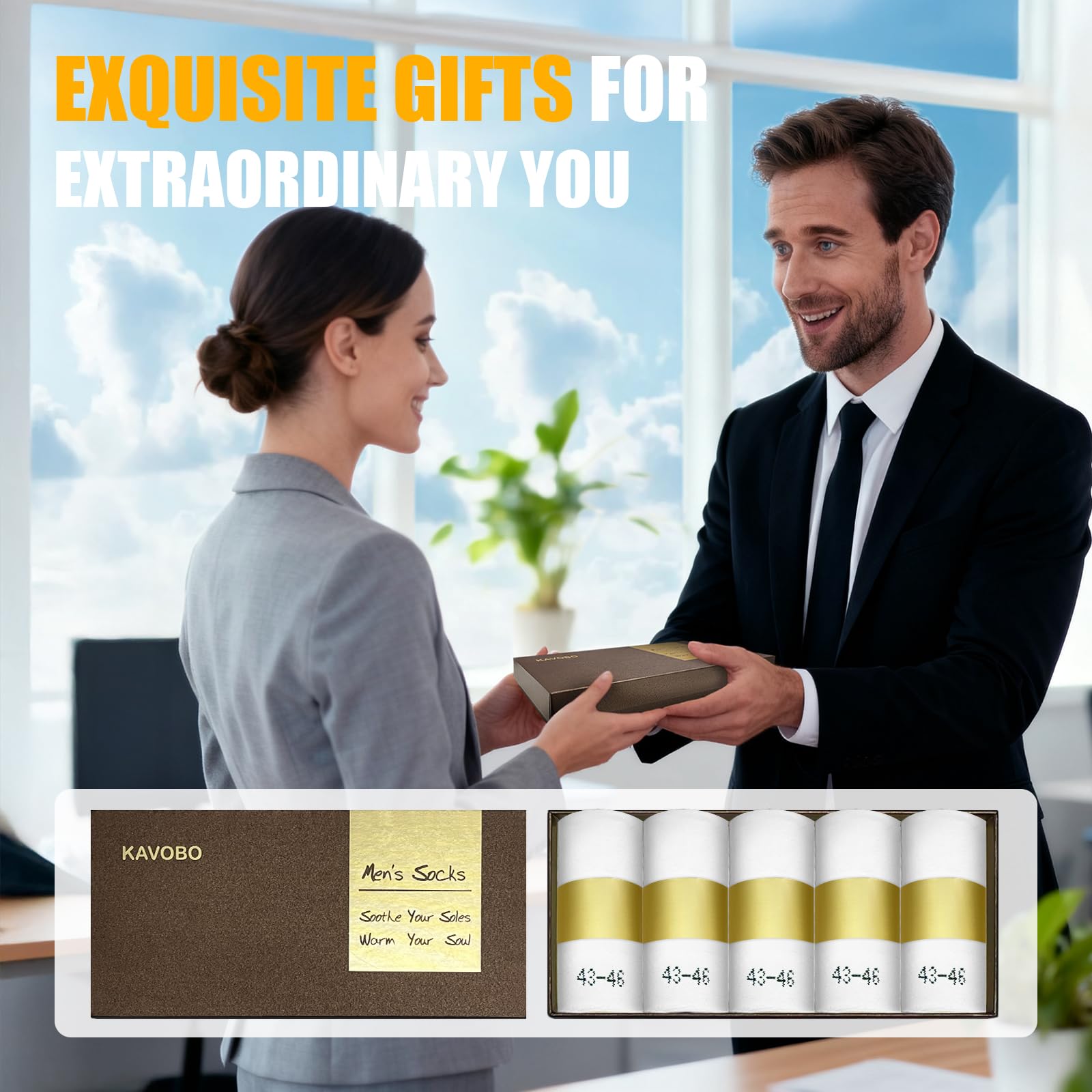 KAVOBO Men's Silver Ion Moisture Wicking Socks - Odor Control Defense Mid-Calf, Breathable Cotton Gift Pack