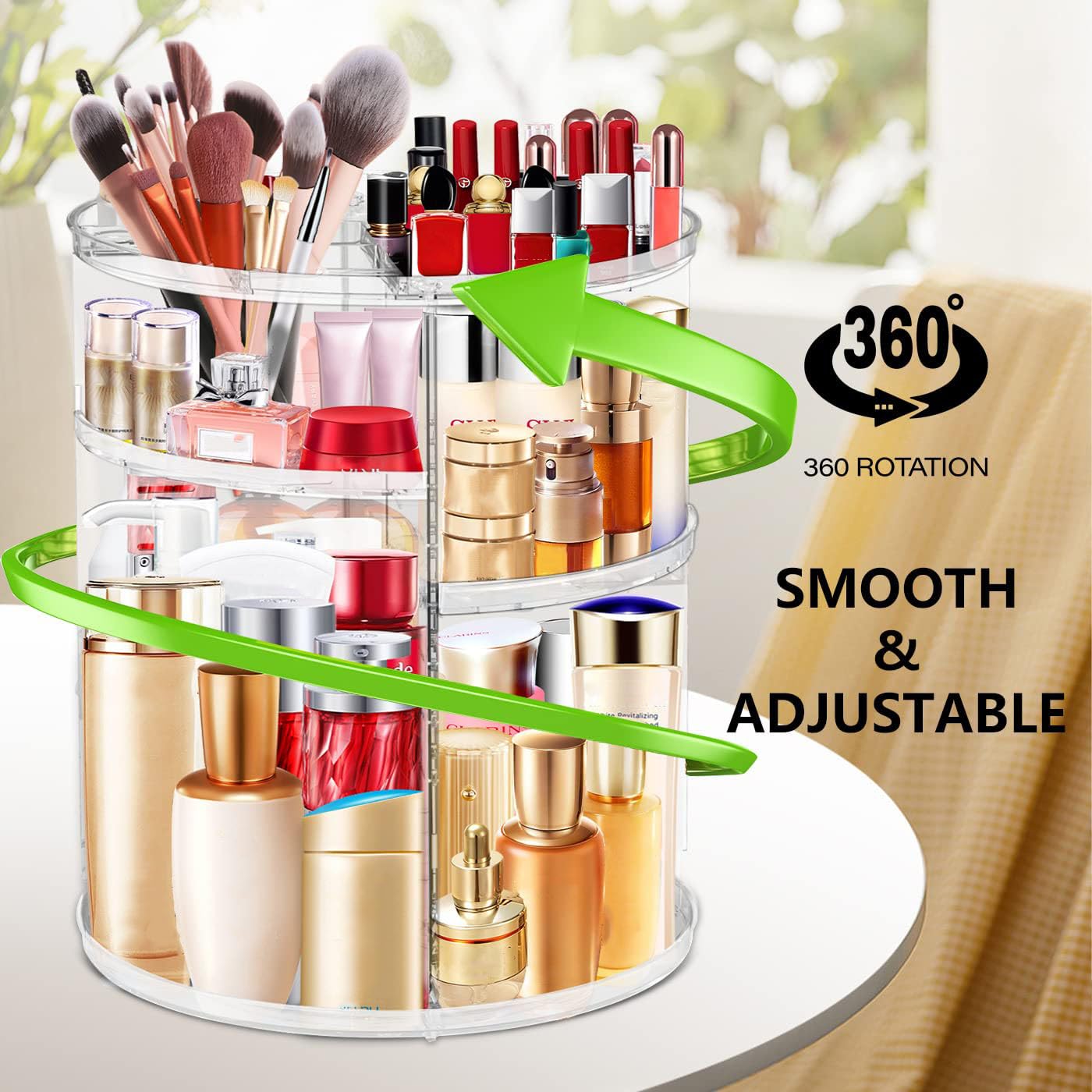 LeeWent 360 Acrylic Rotation Makeup Organizer, Large Capacity, Easy Access, Sturdy, Multi-functional, Great Gift Idea