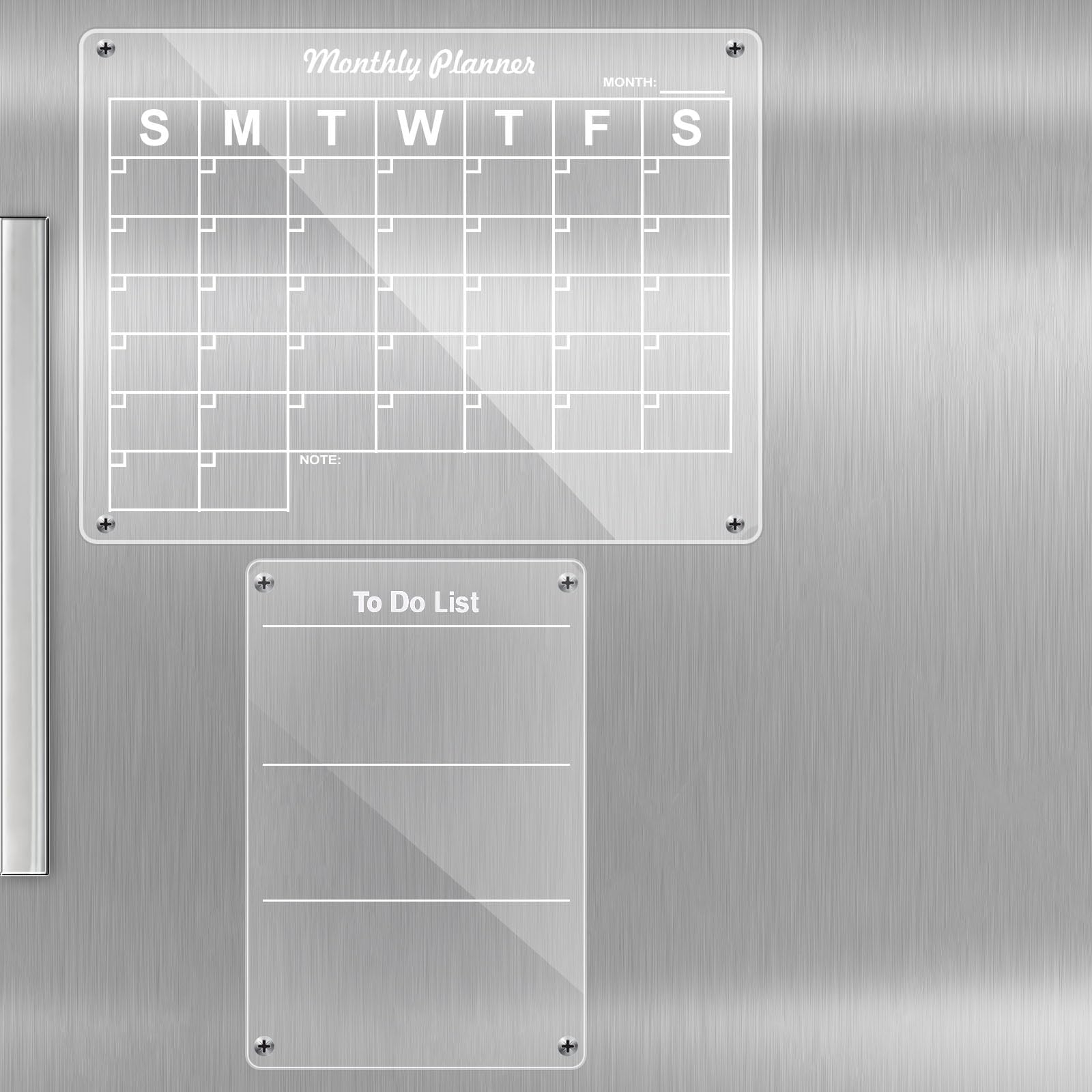 Acrylic Calendar for Fridge Clear Magnetic Calendar for Fridge 2PCS Ea
