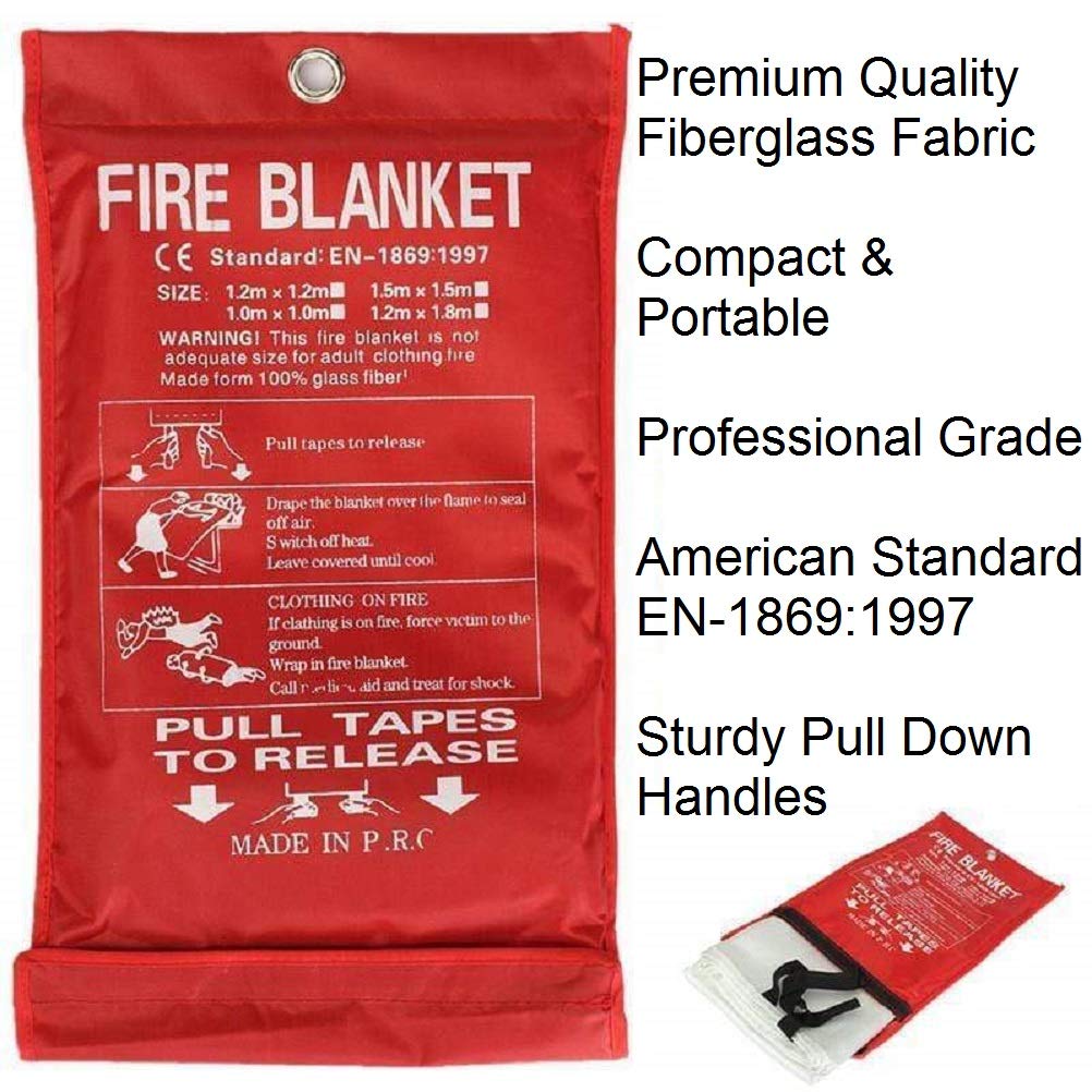 5 Pack 39.9x39.3 Fire Blanket Fire Suppression Blanket | Fiberglass Fire Blankets Emergency for People Flame Retardant Fireproof Survival Safety Kitchen, Fireplace, Car, Office, Warehouse