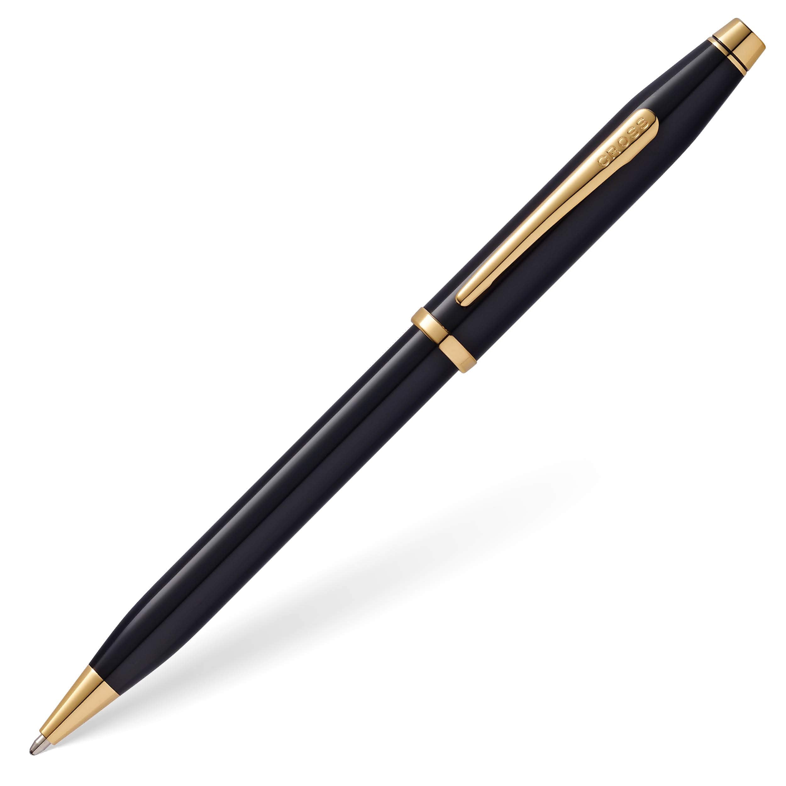 Cross Century II Ballpoint Pen, Black Lacquer with 23KT Gold-Plated Appointments