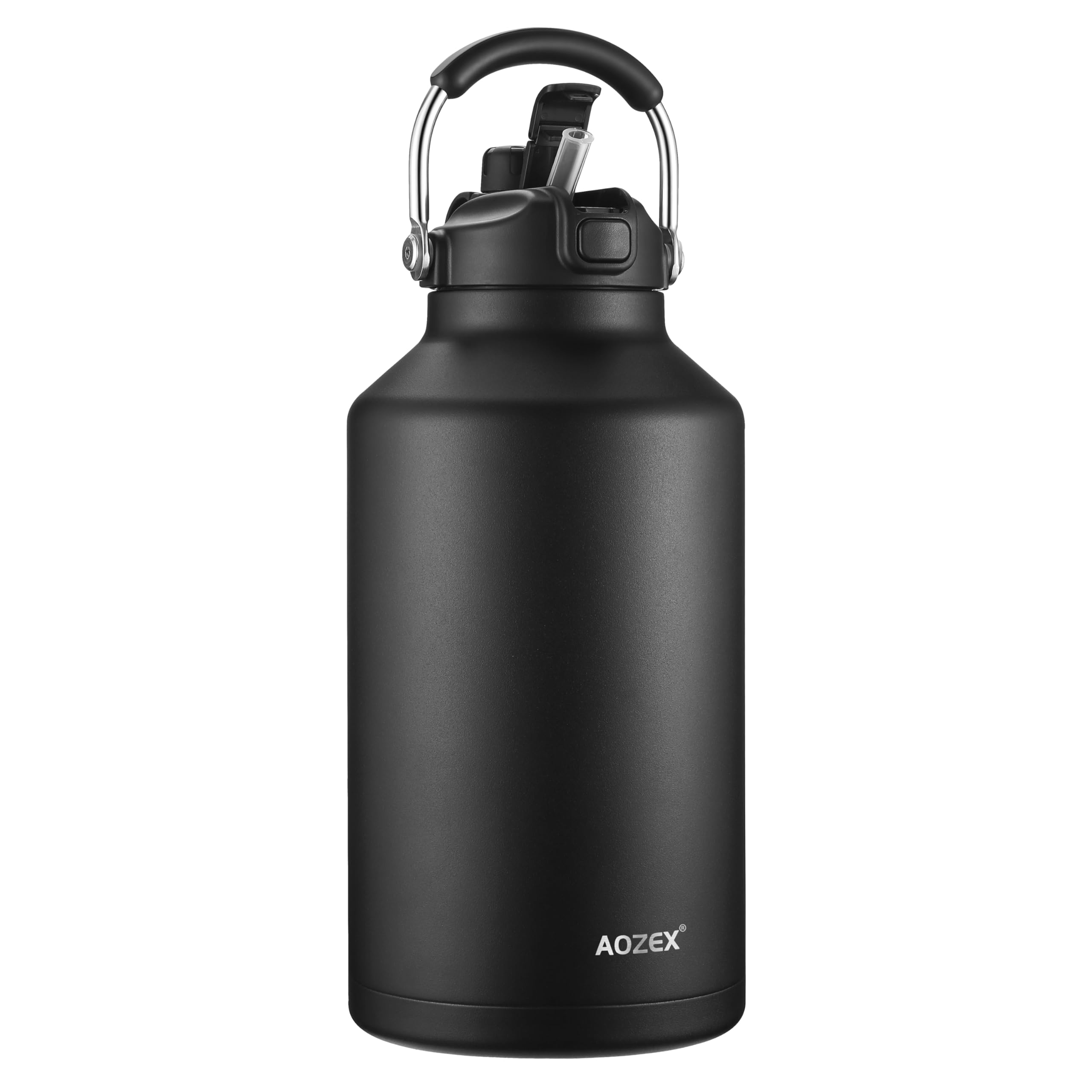 AOZEX 1 Gallon Water Bottle with Straw, Big 128 oz Insulated Water Bottle Sports 1 Gallon Water Jug with 2 in 1 Lid, Large Water Bottle Metal One Gallon Jug Stainless Steel Water Bottles with Handle