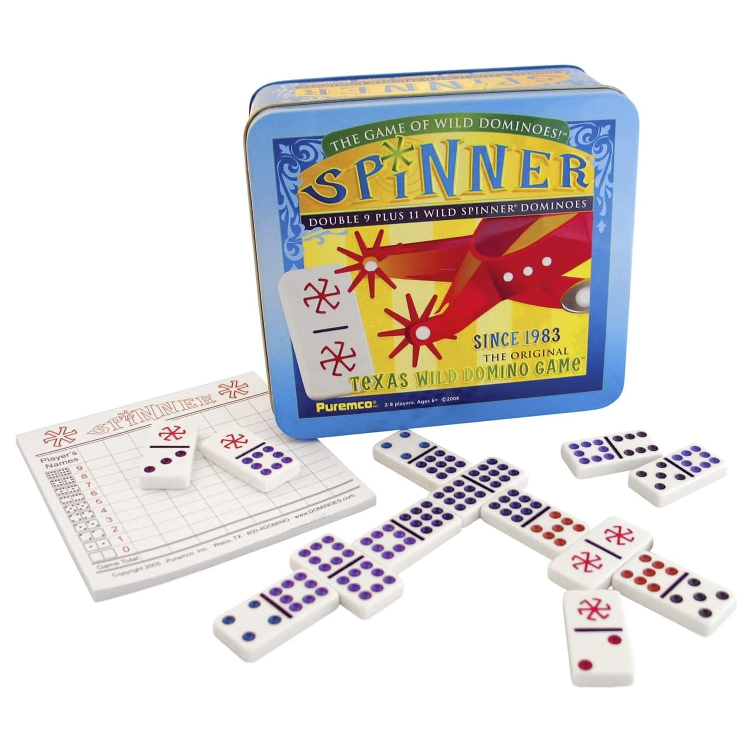 University Games, Spinner Game of Wild Dominoes in On-the-go Travel Tin , for 2 to 8 Players Ages 6 and Up