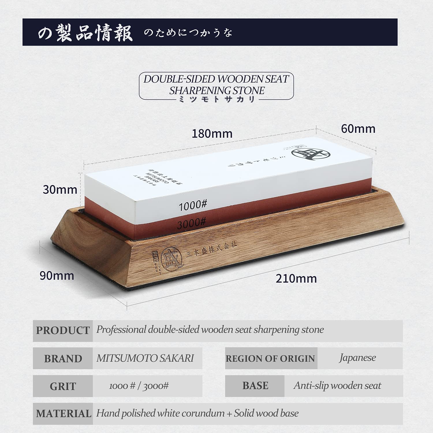 MITSUMOTO SAKARI Japanese Knife Sharpening Stone, Professional Kitchen 1000/3000 Grit Knife Sharpener Stone, Non-Slip Wooden Seat whetstone knife sharpener