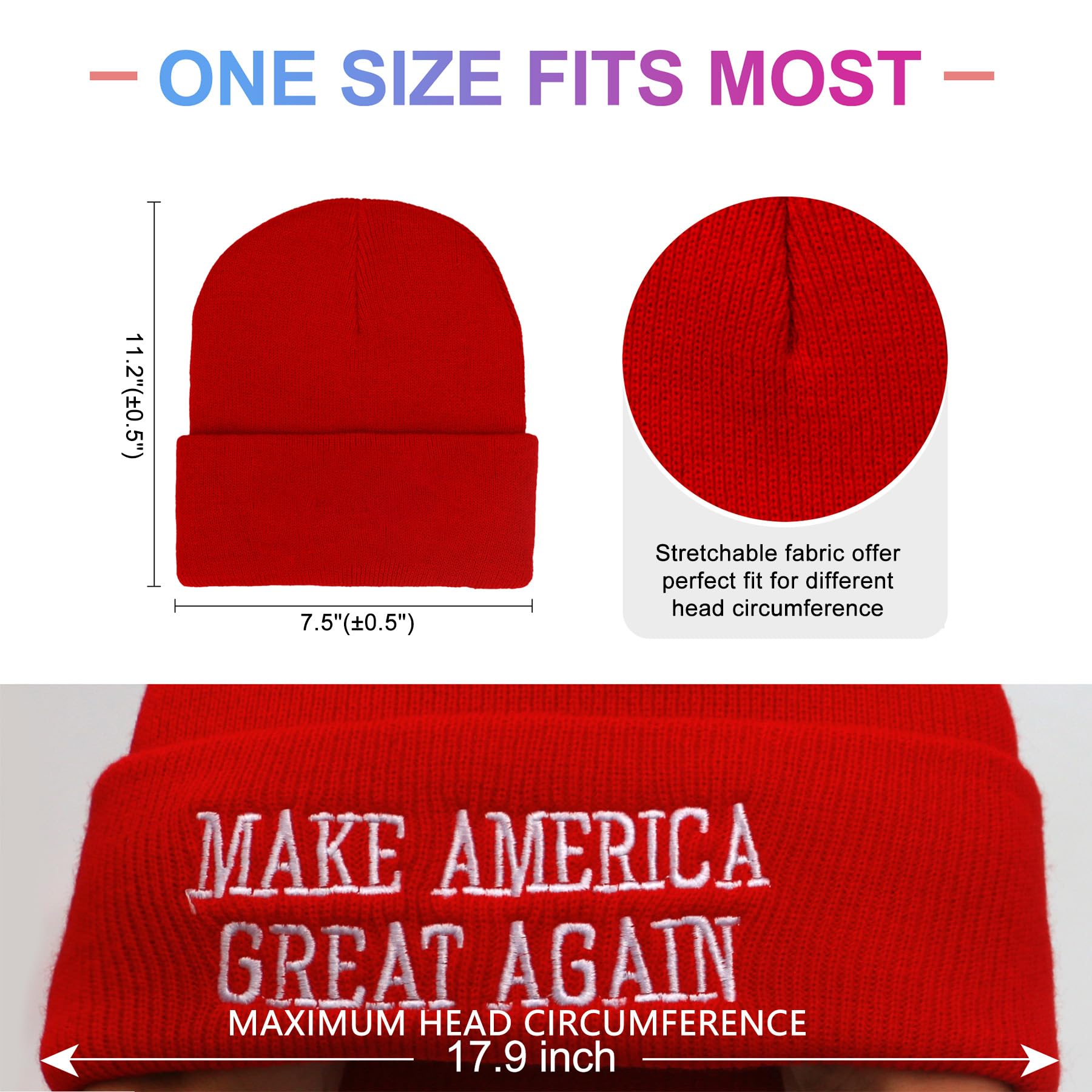 LYDTICK Trump 2024 Beanie Hats MAGA Hat Make America Great Again Winter Knit Hats for Men Women