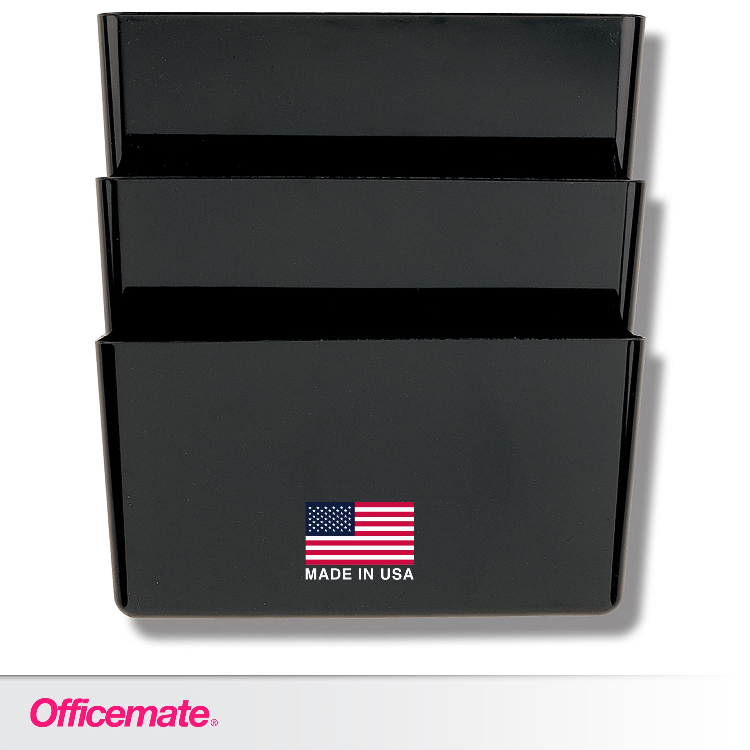 Officemate Letter Size Wall File, Recycled, Black (26092), 14.5" x 13" x 4.1", Set of 3