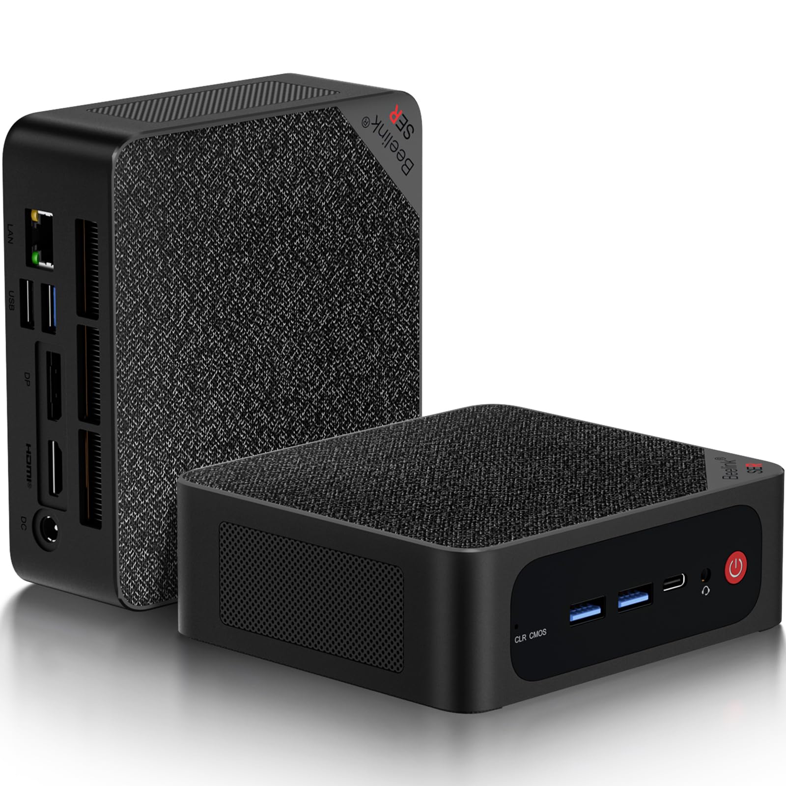 Beelink Mini PC, AMD Ryzen 7 5800H (8C/16T, up to 4.4GHz),16GB DDR4 500GB M.2 NVME SSD, SER5 MAX Mini Desktop Computer 4K@60Hz Triple Display