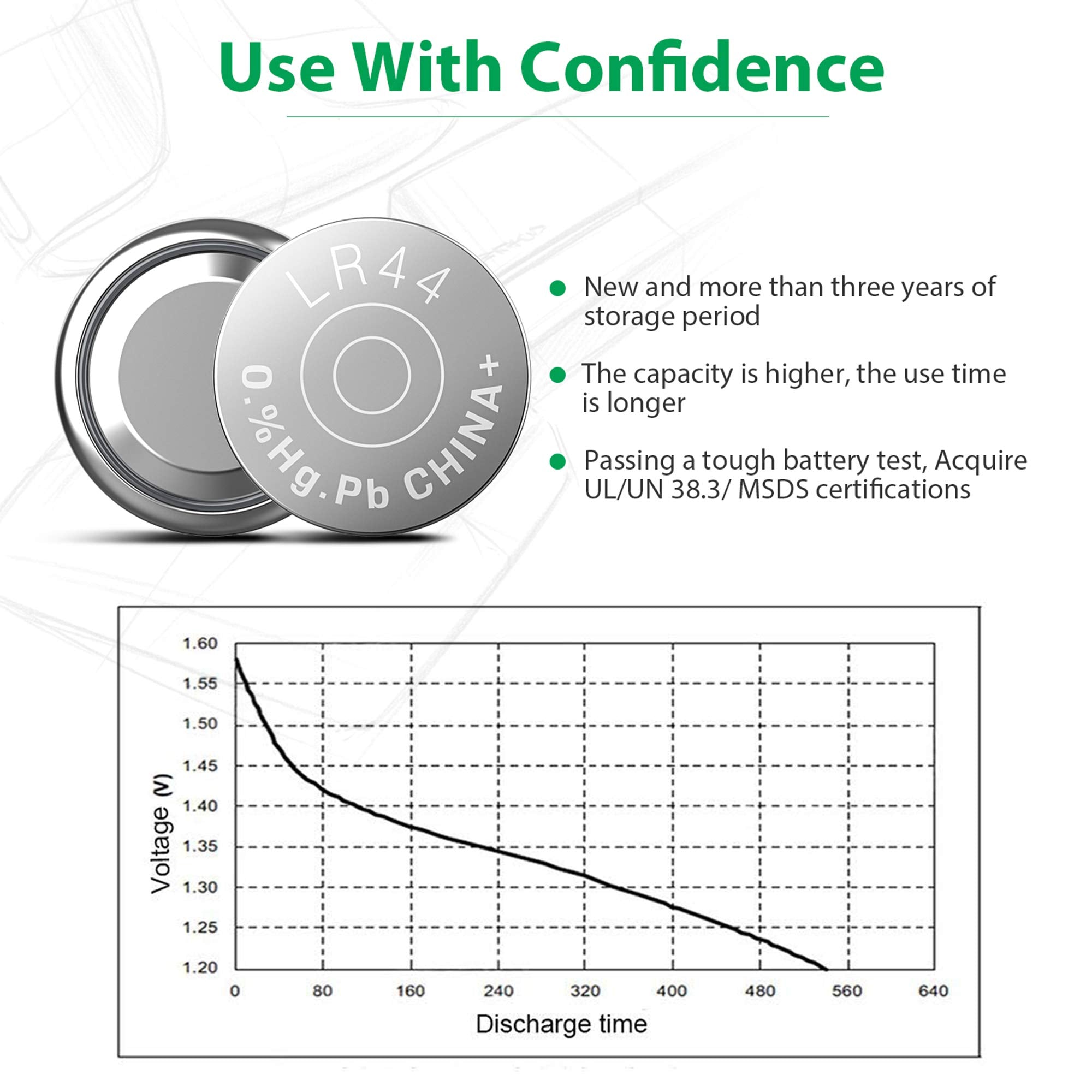 LiCB 10 Pack LR44 AG13 357 303 SR44 Battery 1.5V Button Coin Cell Batteries