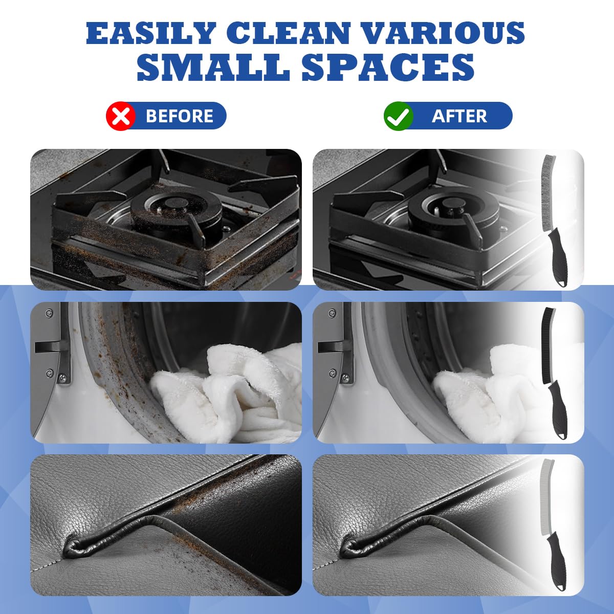 Sxhyf Cleaning Brush Set 3Pcs - Wire Brush, Crevice Cleaning Brush, Home Cleaning Supplies for Removal Dust, Remove Dirt and Rust, Multifunctional Gadgets for Kitchen, Bathroom, Vehicle, Grout