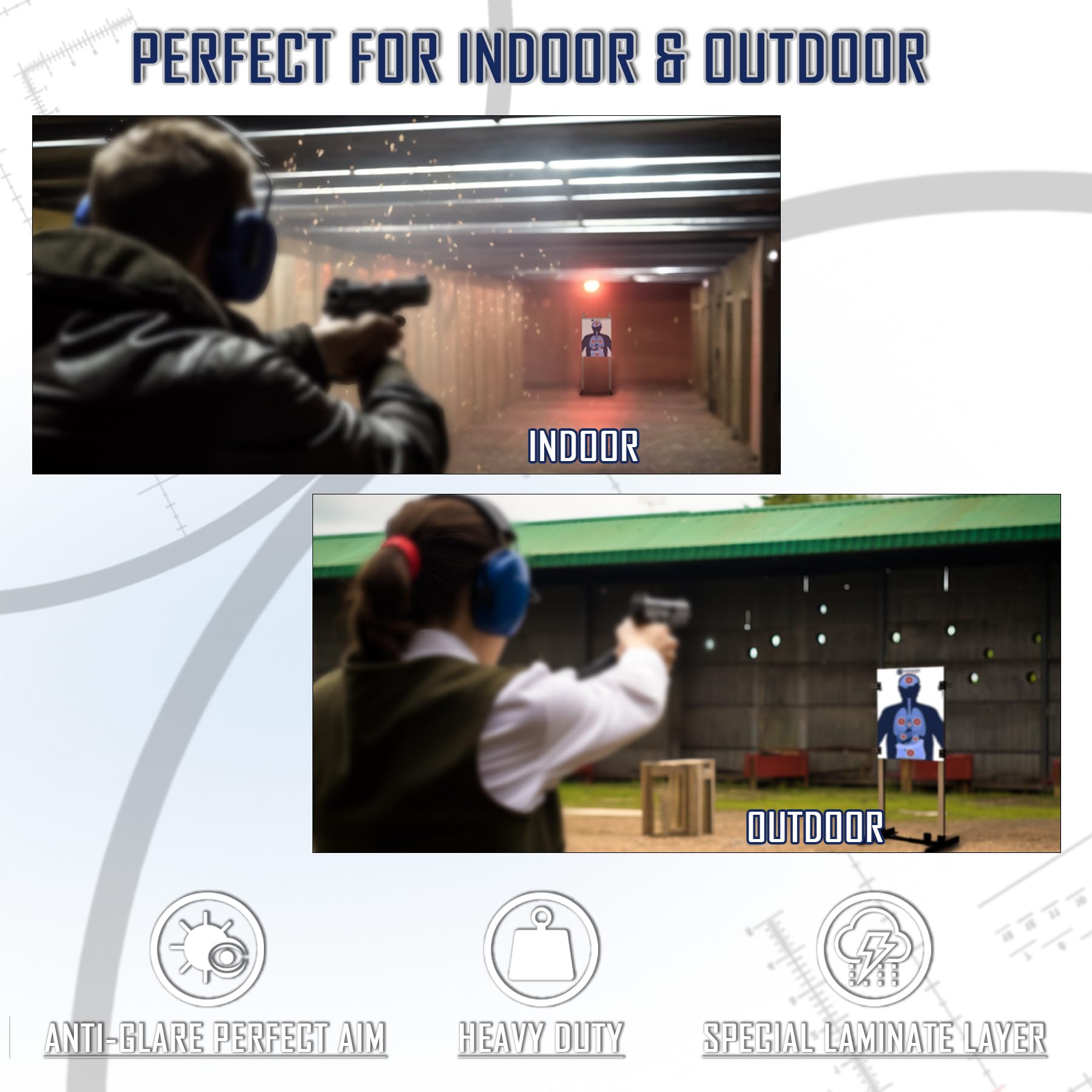 KNINE OUTDOORS Shooting Targets Paper, 12 x18 inch, Bulk for Hunting, Handguns, Pistols, Rifles, Silhouette with Red Bullseye, Human Silhouette (60 Pack)
