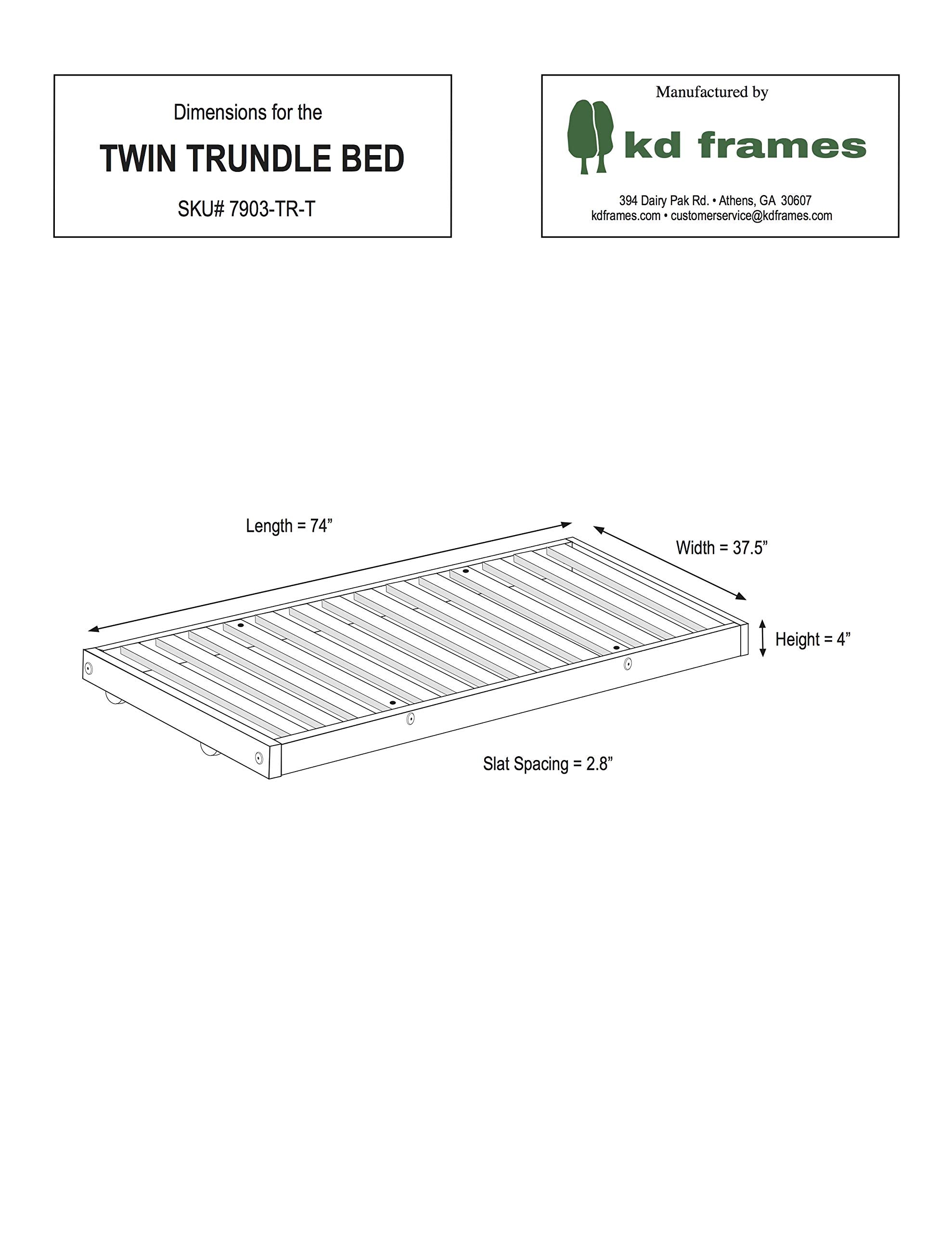 KD Frames Twin Trundle, Natural Wood