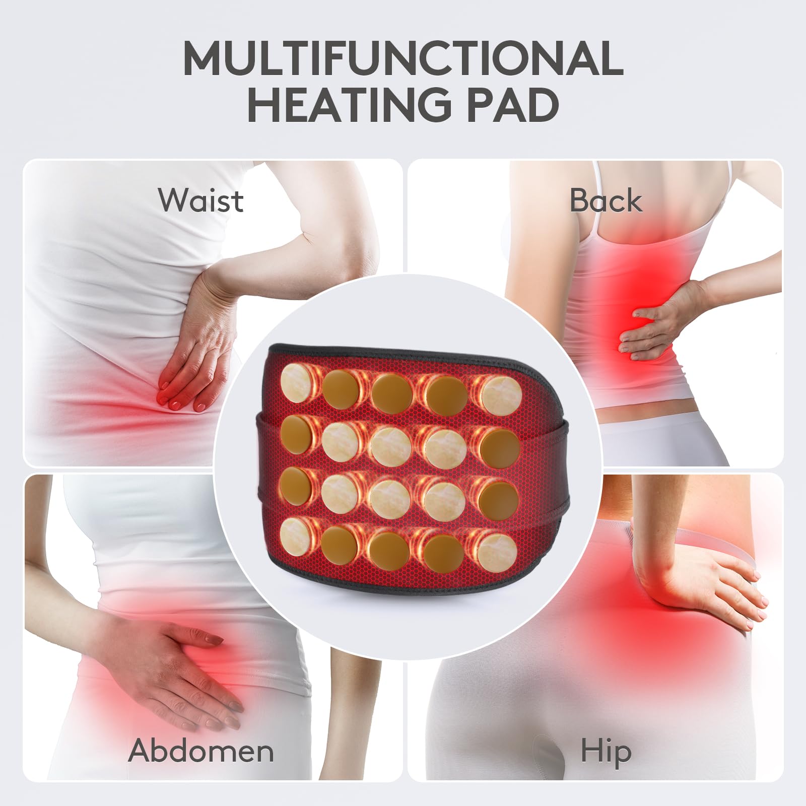 UTK Heating Pad for Back Pain Relief, Far Infrared Heating Pads with 20 Natural Jade Stones, Heating Fast, Hot Enough, Auto Shut Off, Smart Controller, 55'' Large Size Heat Pad for Back