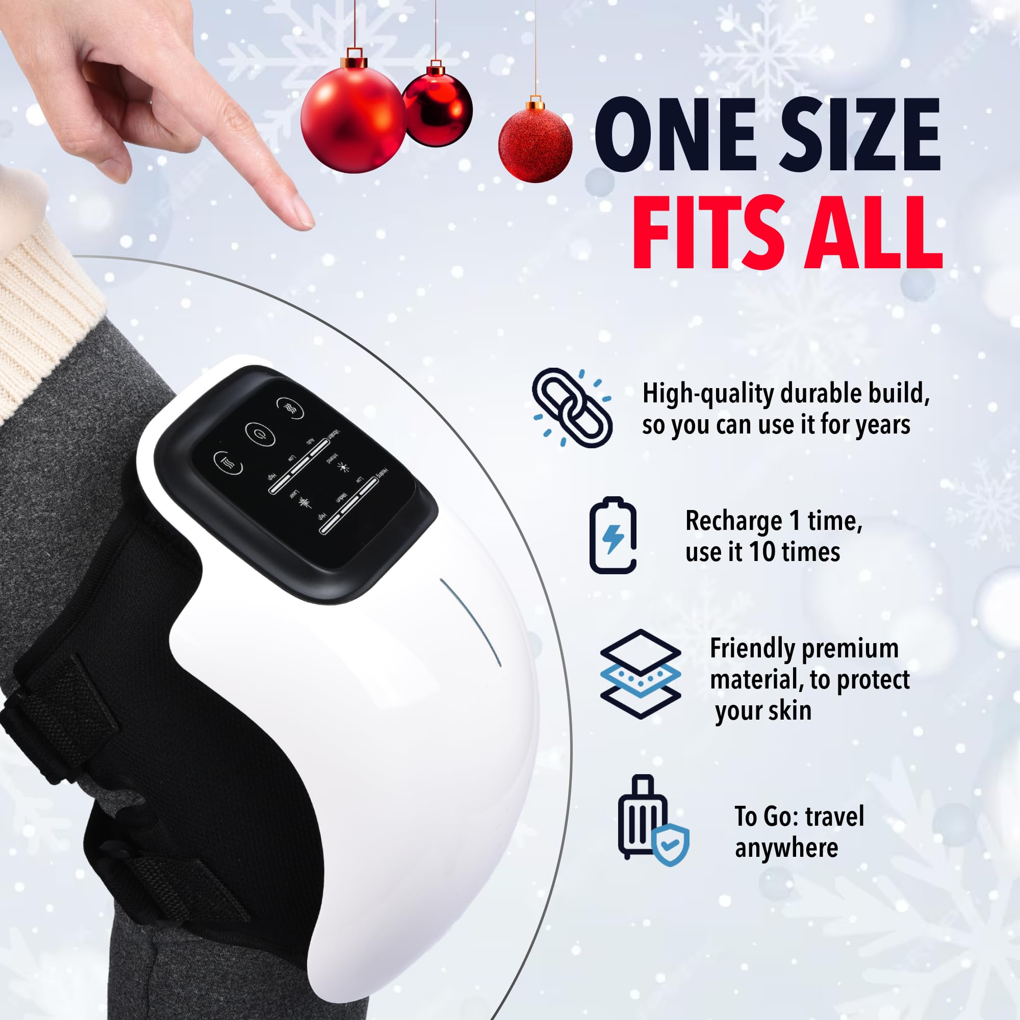 FORTHiQ Knee Massager Smart with Heat, Red Light and Massage Therapy, 3-in-1 Cordless, 2024 Updated Edition, FSA or HSA Eligible, Gifts for Grandma & Grandpa