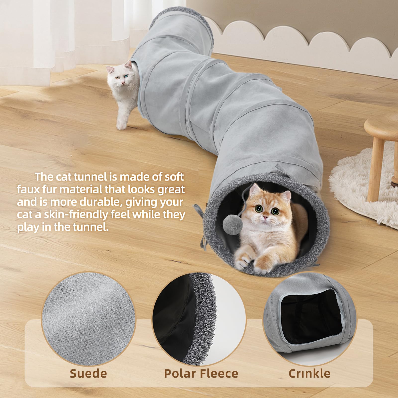 TSEB4TEP Cat Tunnel, Indoor Cat Toy, Roller Track Cat Toy, Collapsible S-Shaped Play Tube, 10.5 Inch Diameter Maze Cat House for Cats, Puppies, Rabbits, Ferrets, Cat Toy Set