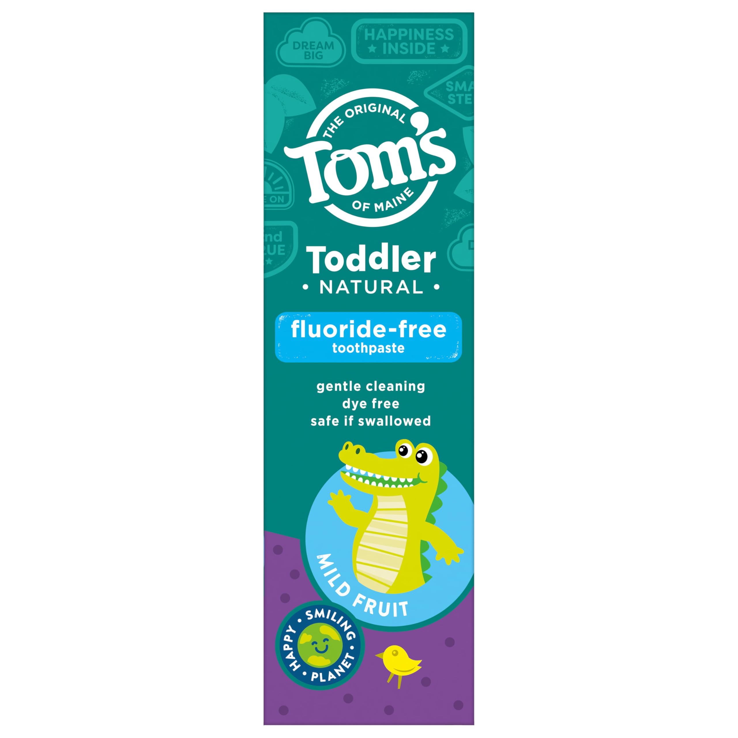 Tom's of Maine Fluoride-Free Toddler Training Toothpaste, Mild Fruit, 1.75 oz. 3-Pack (Packaging May Vary)