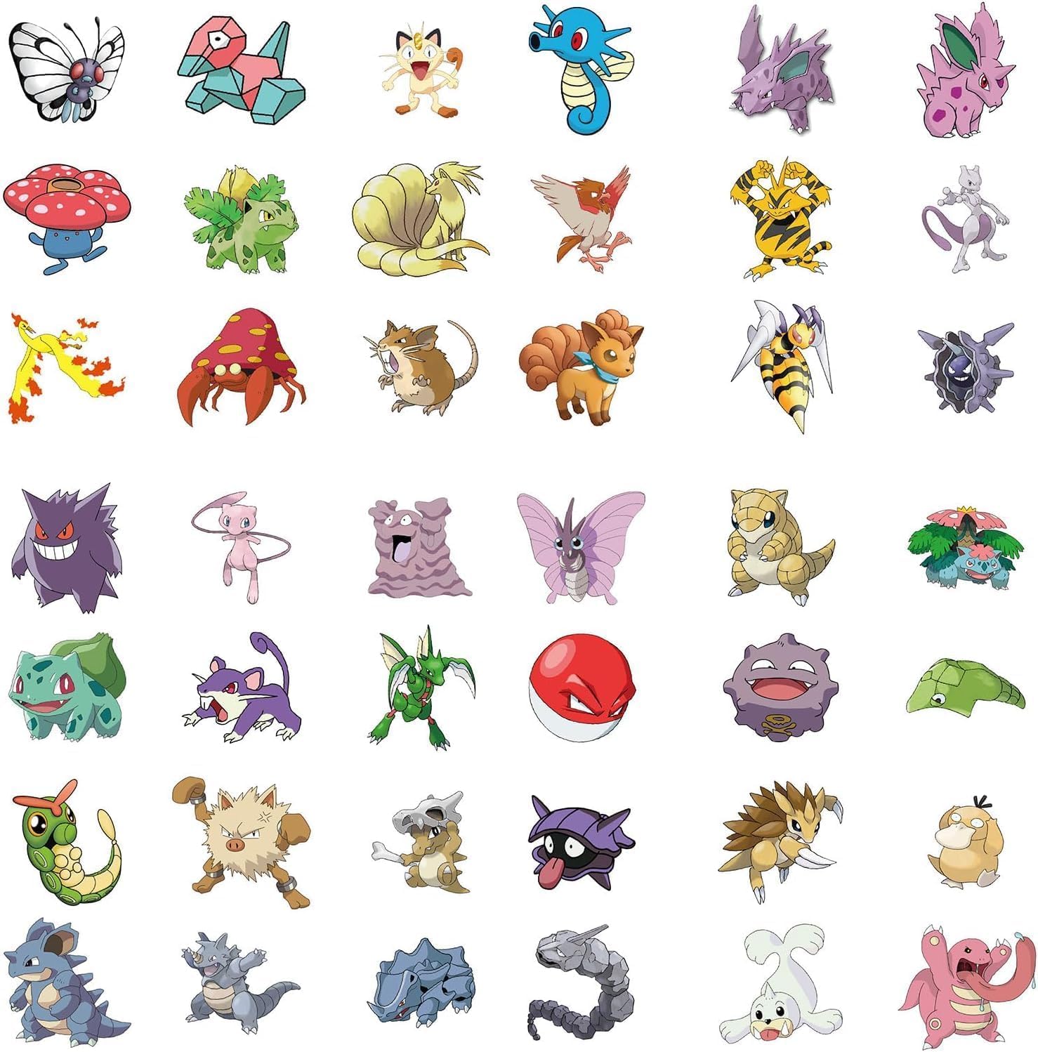 100 Cartoon Pokémon Stickers Waterproof & Durable Cute Decals for Perfect for Laptops, Phones, Skateboards, Luggage,Assorted Funny for Gifts, Party Favors.
