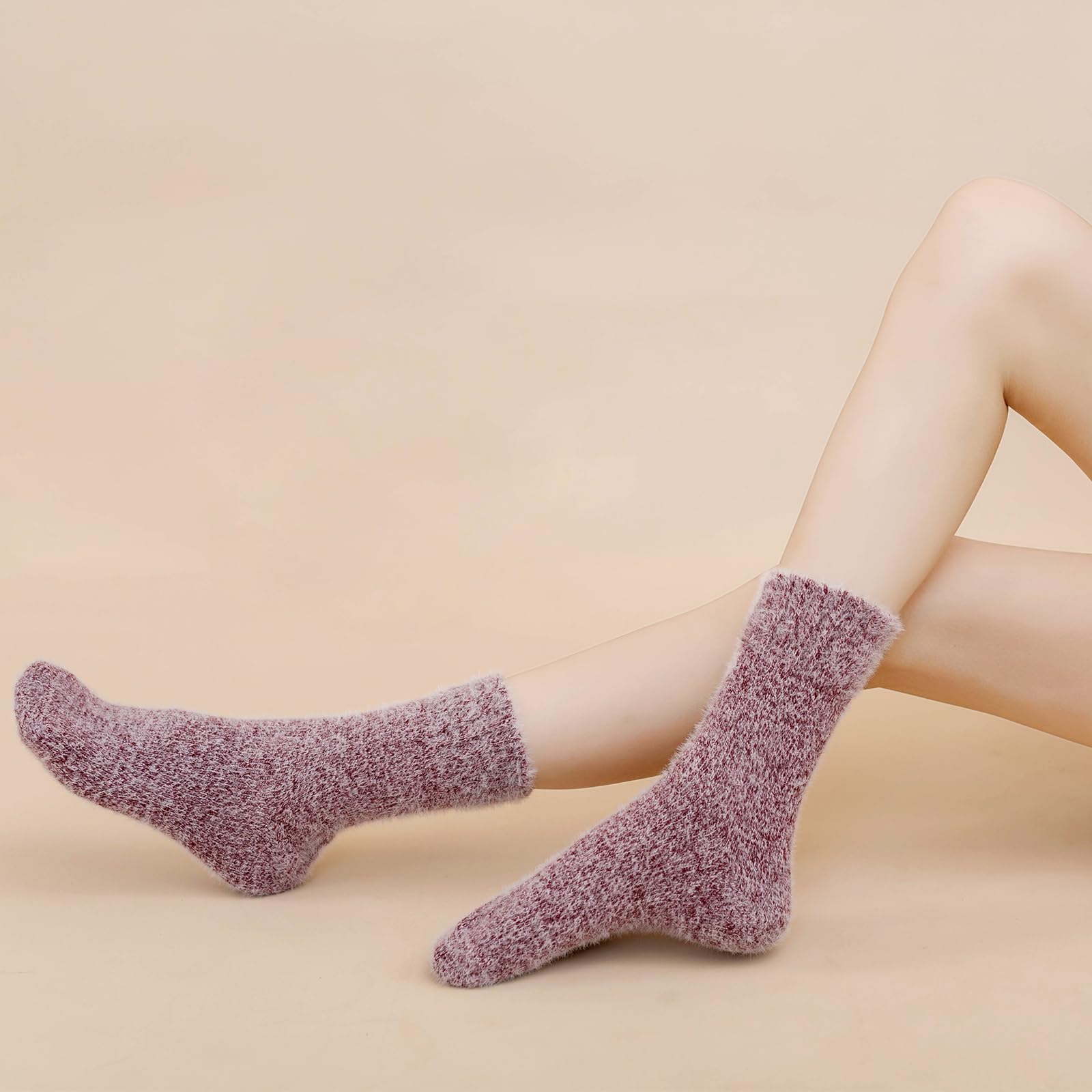 SISOSOCK Fuzzy Socks for Women Cozy Soft Warm Socks Casual Home Sleep Comfy Socks 5 Pack Winter Socks Gifts for Women