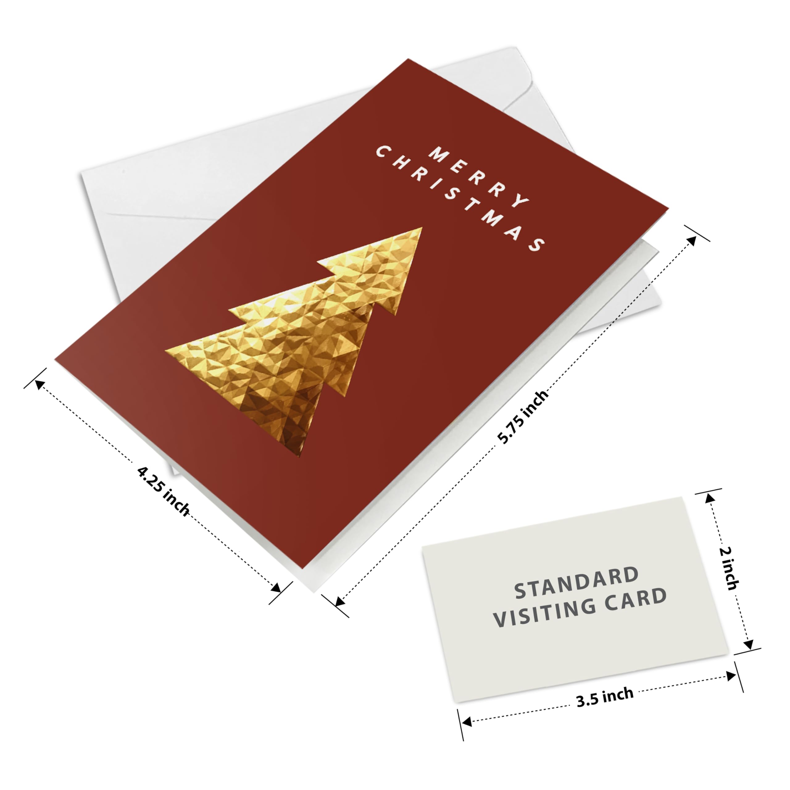 easykart labels 18 Christmas Greeting Card Assortment With Envelopes, Gold Foil With 3D Embossing Effect Design, 5.75 x 4.25 Inch