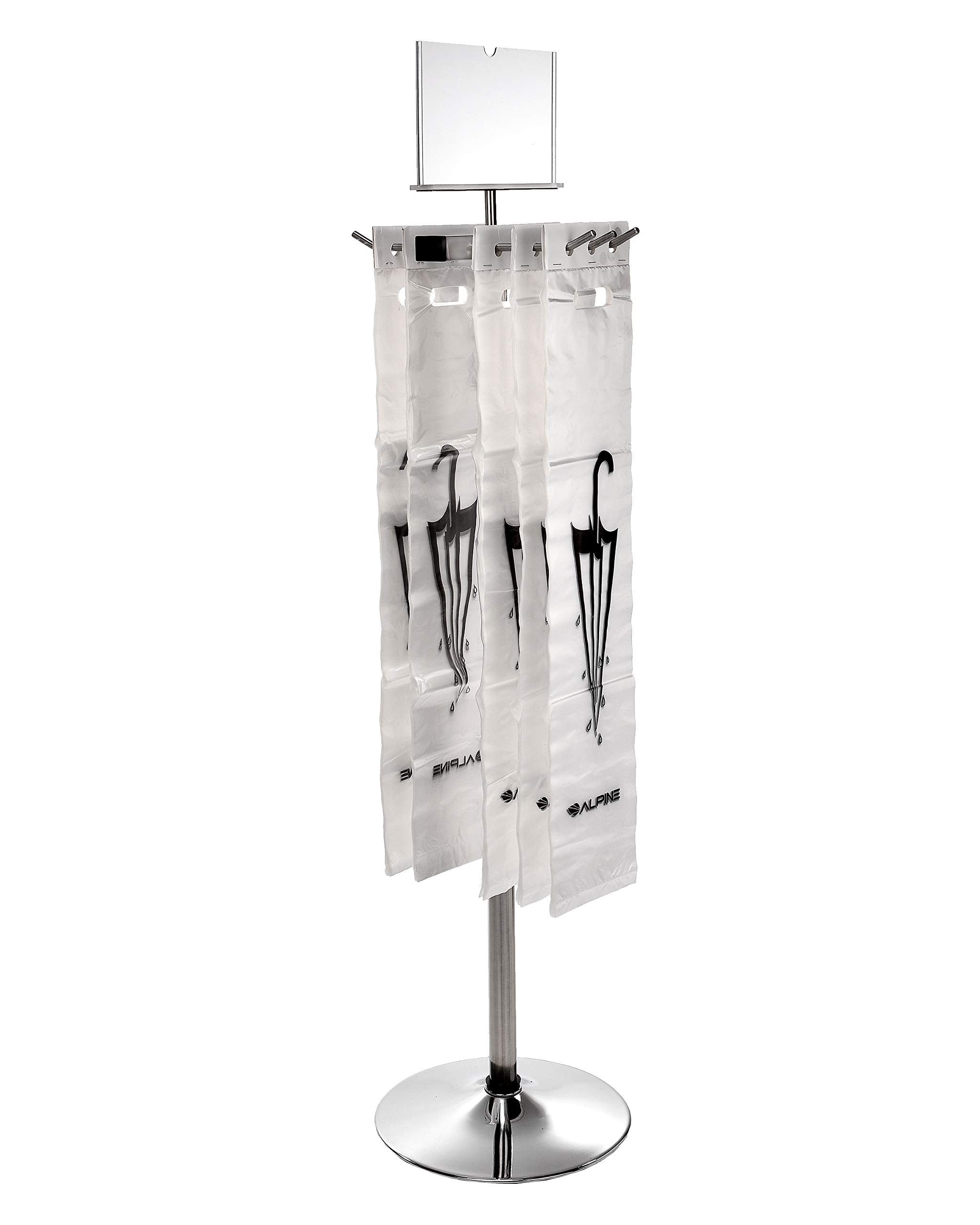 Alpine Wet Umbrella Bag Stand - Umbrella Bags Disposable with Stand, Wet Umbrella Bag Holder, Commercial Umbrella Holder with Free 100 Large Plastic Umbrella Bags Disposable (Stainless Steel)