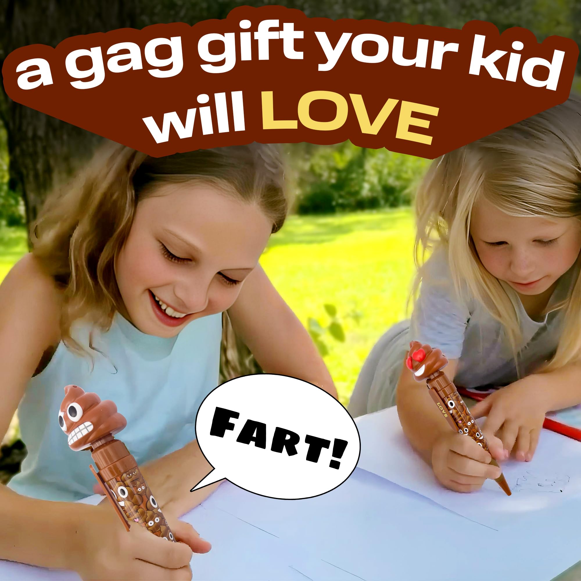 Farting Poop Pen Makes 7 Funny Fart Sounds - Perfect Stocking Stuffers for Kids, Teens & Boys - This Poop Pen Makes Funny Gifts for the Entire Family - Great Fart Pen Gag Gifts with Big Laughs