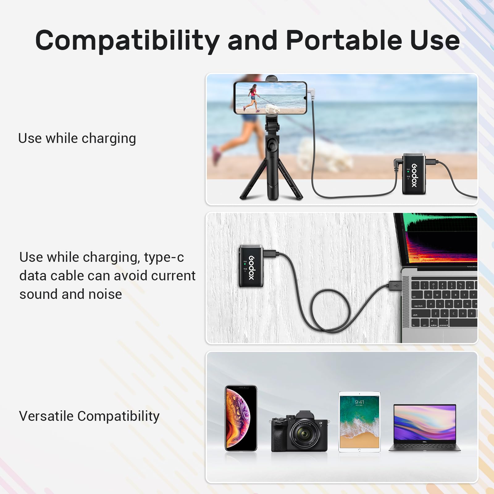 GODOX WEC Kit2 Wireless Lavalier Microphone, 8H Battery Life, Dual Channel 2.4G Wireless Mic, 200m(656ft.) Range, Noise Cancelling with Charging Case for Cameras, Smartphone, PC, TikTok, YouTube