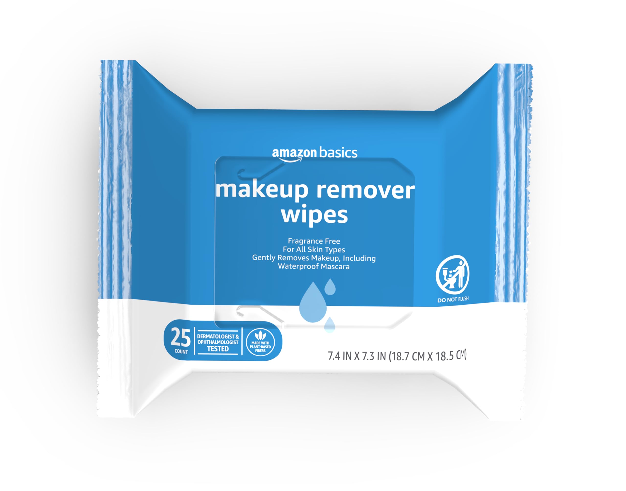 Amazon Basics Fragrance Free Makeup Remover Wipes, 25 wipes