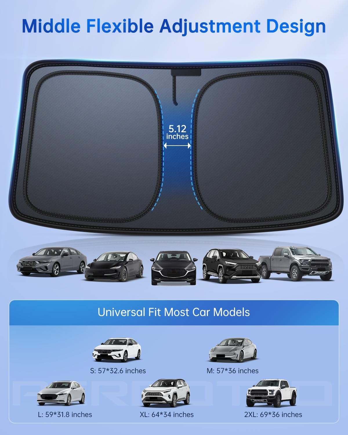 2025 Wireless CarPlay Adapter for iPhone & Android + Windshield Sun Shade (UPF 50+, Blocks UV & Heat, Foldable, Easy Setup)