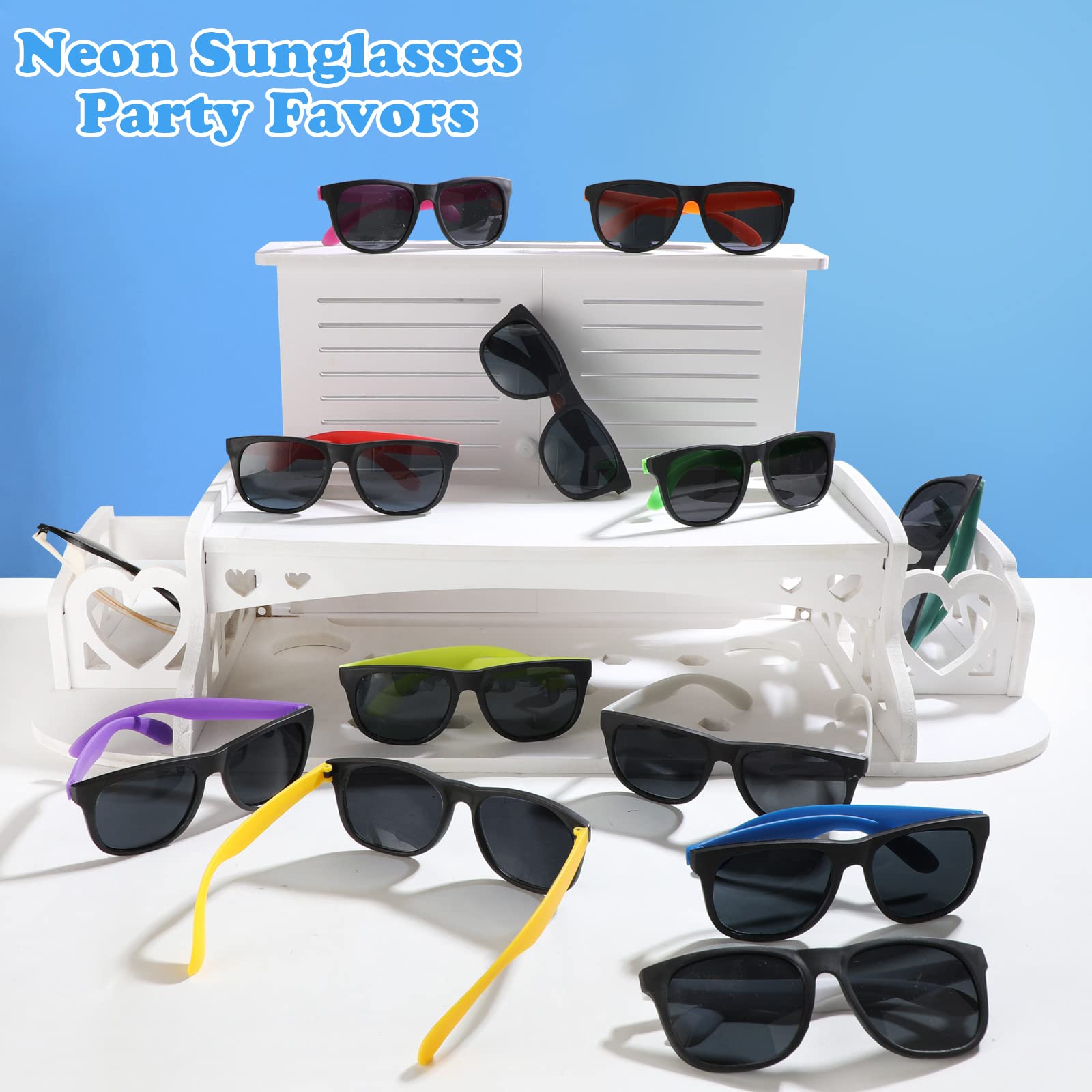 72 Pack Bulk Sunglasses Party Favors,18 Colors Neon Party Sunglasses in bulk for Adults and Kids,80's Style Sun Glasses for Summer Pool,Beach,Classroom Prize,Birthday Goody Bag,Goodie Bag Fillers