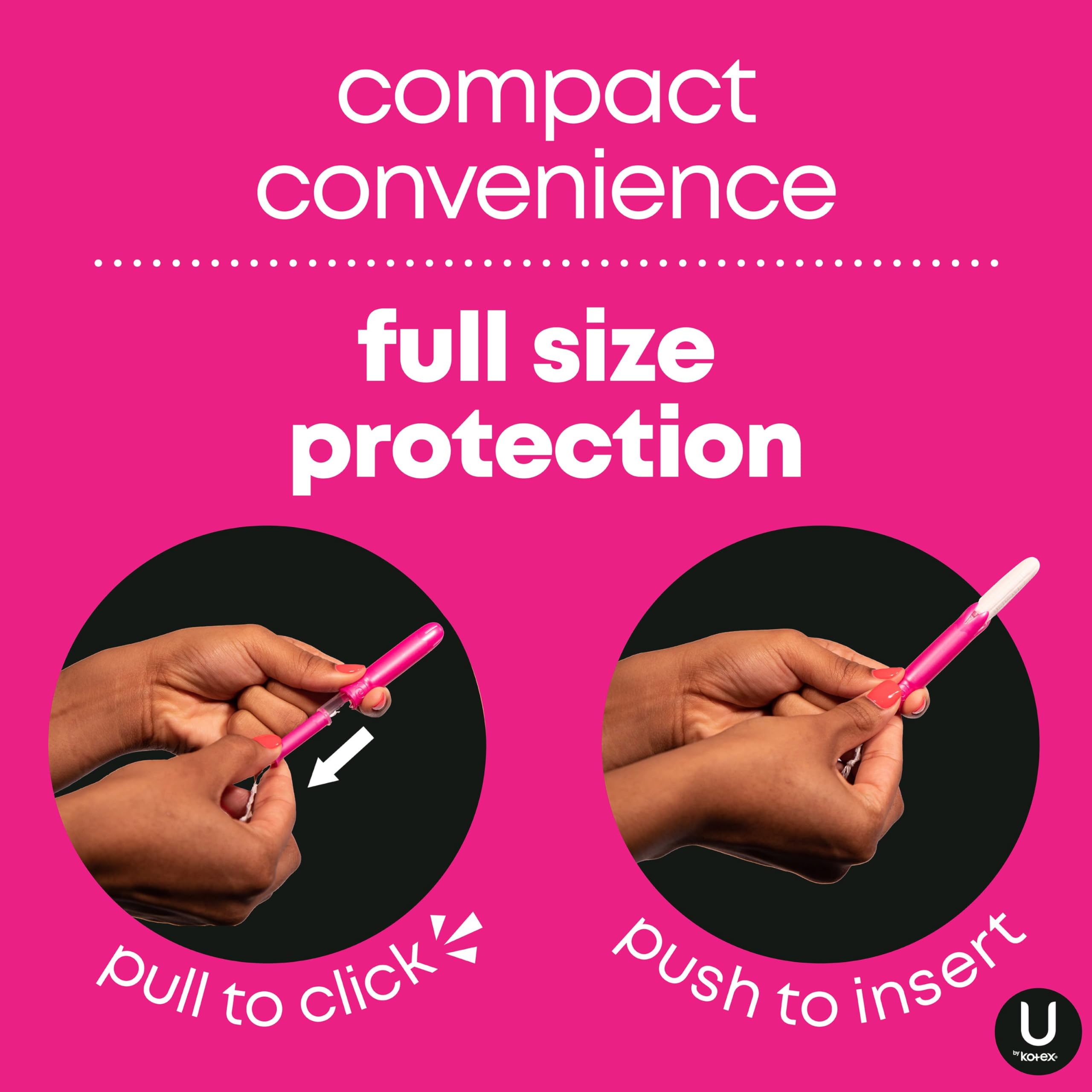 U by Kotex Click Multipack Tampons, Compact, Regular/Super Absorbency, Unscented, 180 Count (6 Packs of 30) (Packaging May Vary)