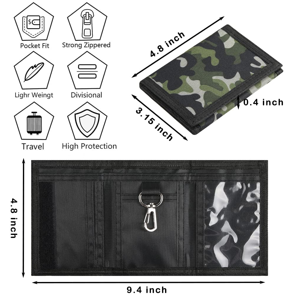 Camo Kids Wallet for Boys Girls Teen, Cheap Little Boys Wallet for Kids Ages 4-5-6-7-8-9-10-12, Camouflage Youth Wallets w/Zipper Coin Pocket, Tri Fold Child Childrens Wallet Novelty Birthday Gift