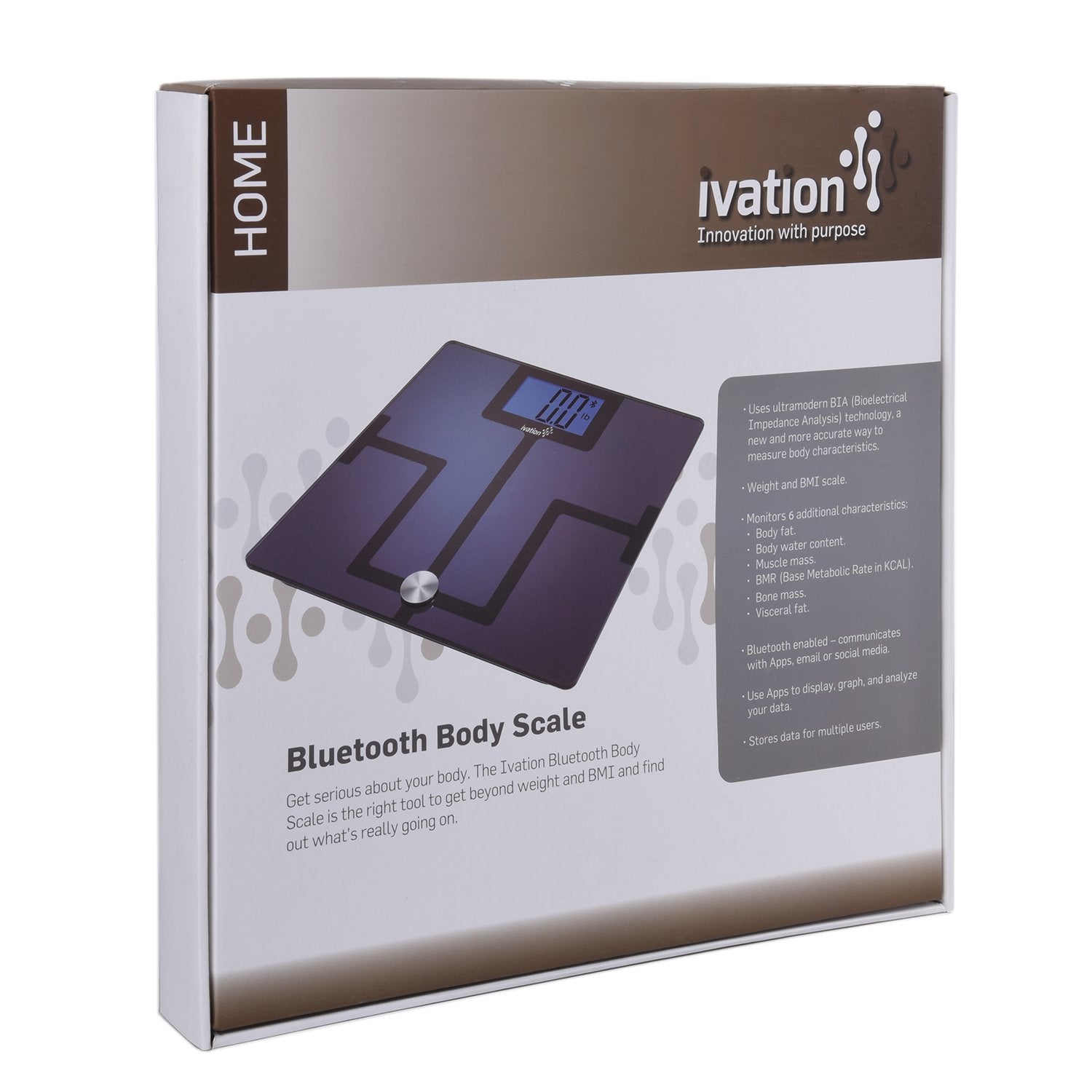 Ivation Digital Scale Smart Bluetooth Scale with Free App for iPhone, iPad, iPod - Black