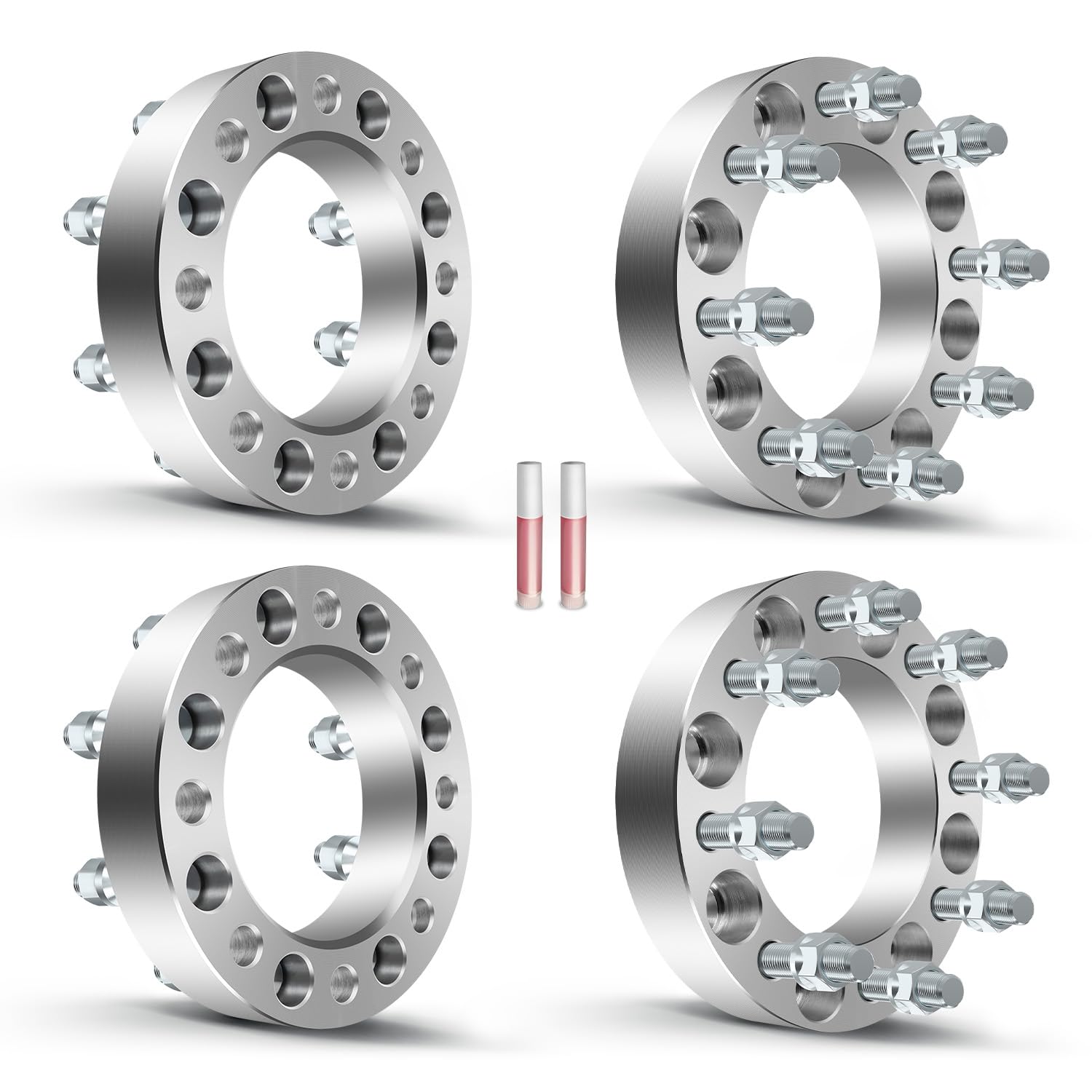 OCPTY 8x6.5 to 8x6.5 Wheel Spacers for 2500 for C20 for C25 for C2500 for C30 for C3500 for F-250 1.5 inch 9/16 Studs 126.15mm Hub Bore Forged Wheel Spacers 8 lug 4PCS