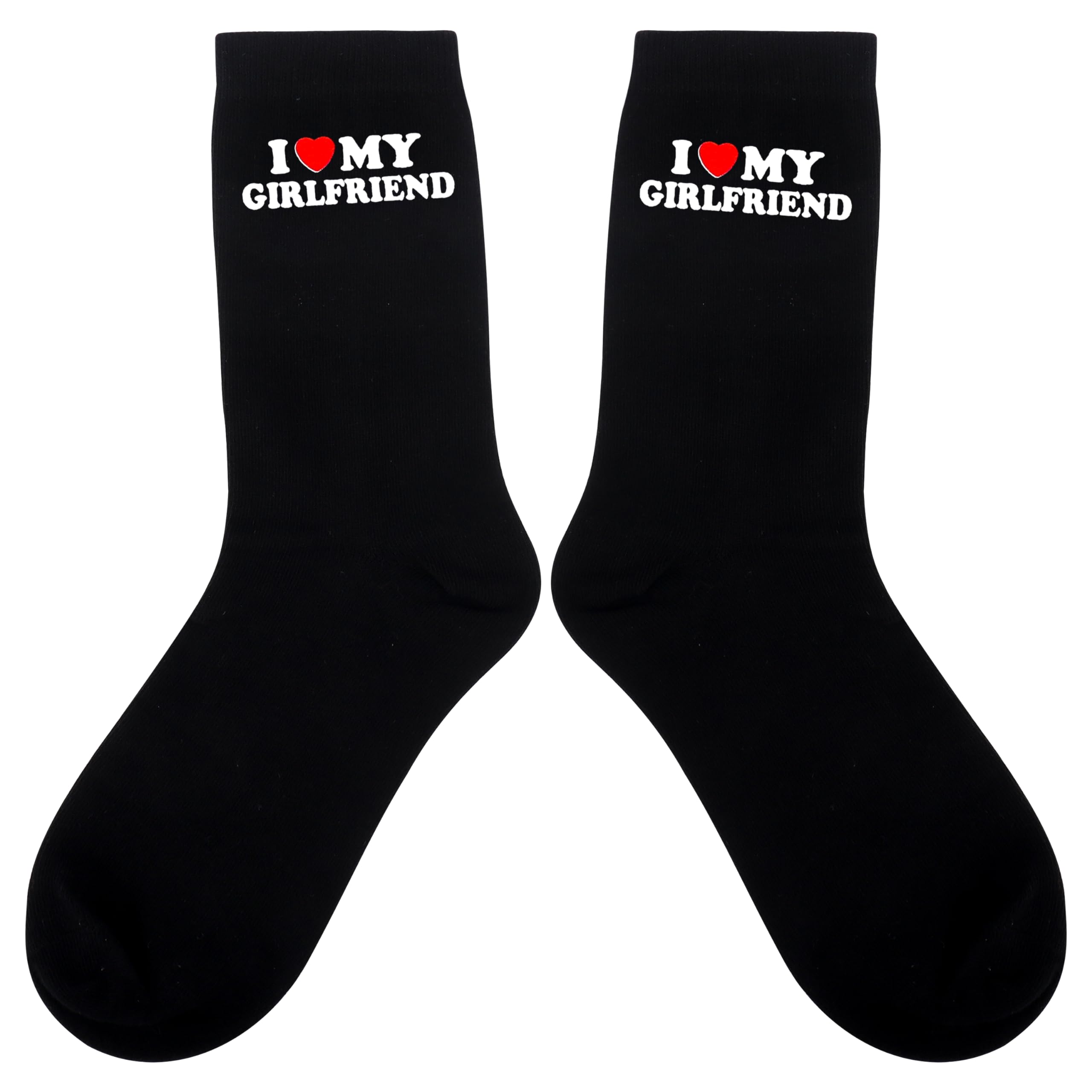 Moyel I Love My Girlfriend Socks Cute Gifts for Boyfriend Funny Boyfriend Gift Ideas on Anniversary Valentines day Birthday Gifts for Him I Heart My Girlfriend Socks for Men