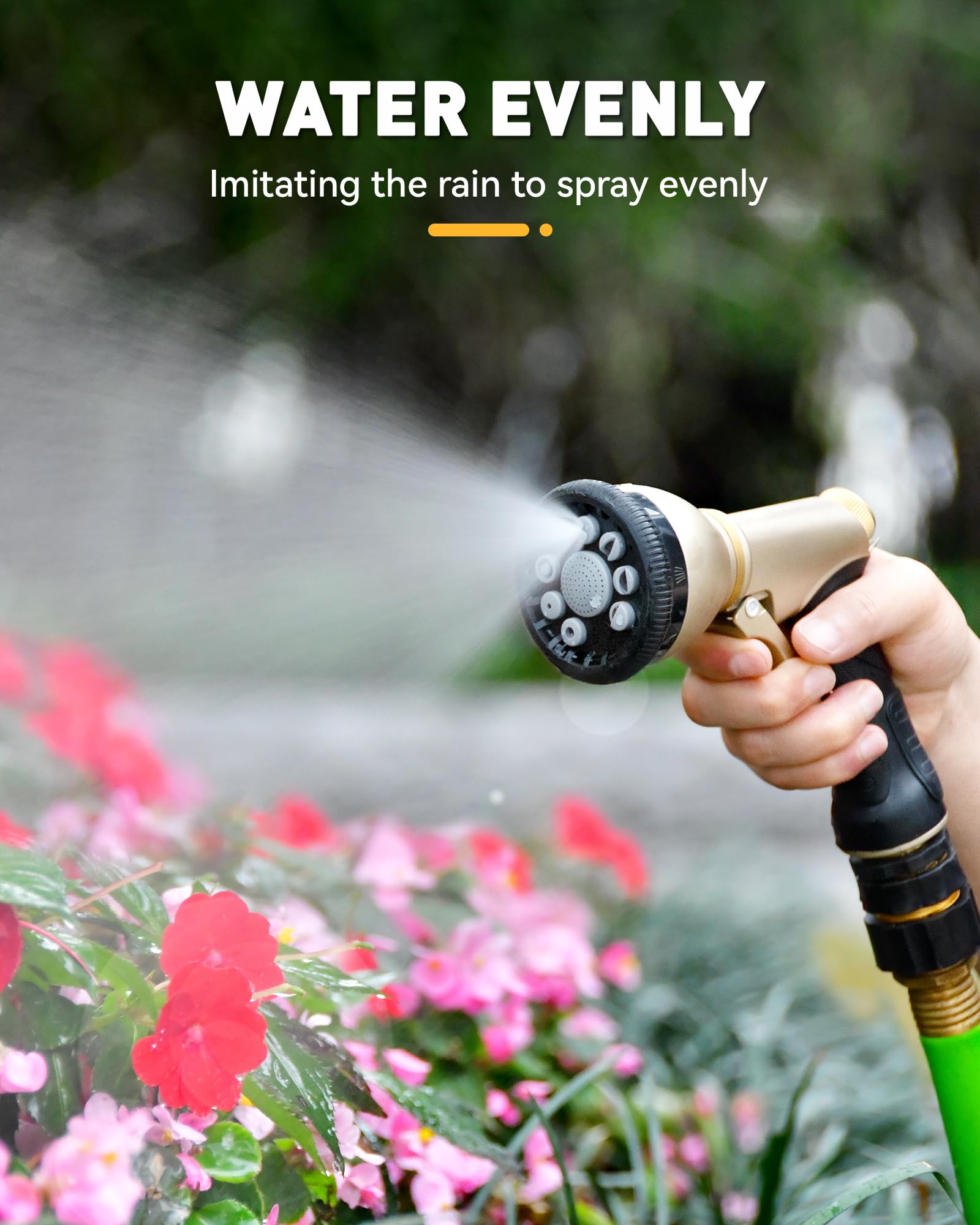 RAINPOINT Garden Hose Nozzle, 100% Zinc Alloy Hose Sprayer Nozzle with 9 Spray Patterns, High Pressure Water Hose Nozzle Heavy Duty Hand Sprayer, Watering Plants and Lawn, Car Washing, Pet Showering