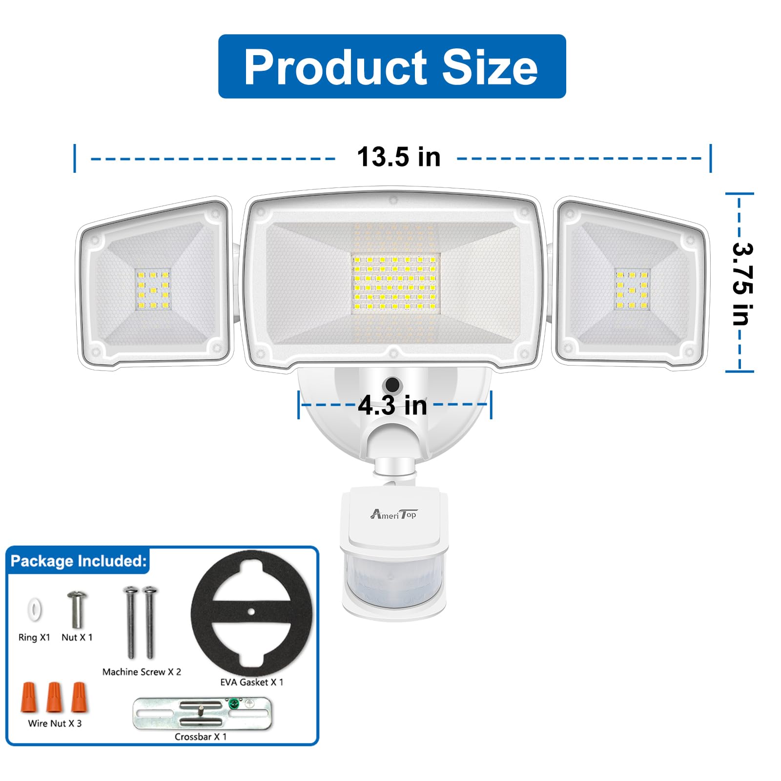 AmeriTop Motion Sensor Lights Outdoor, 2-in-1 Ultra Bright 3500LM 35W LED Security Flood Lights with Motion Sensor Mode & Dusk to Dawn Sensor Mode/ETL Certified, IP65 Waterproof