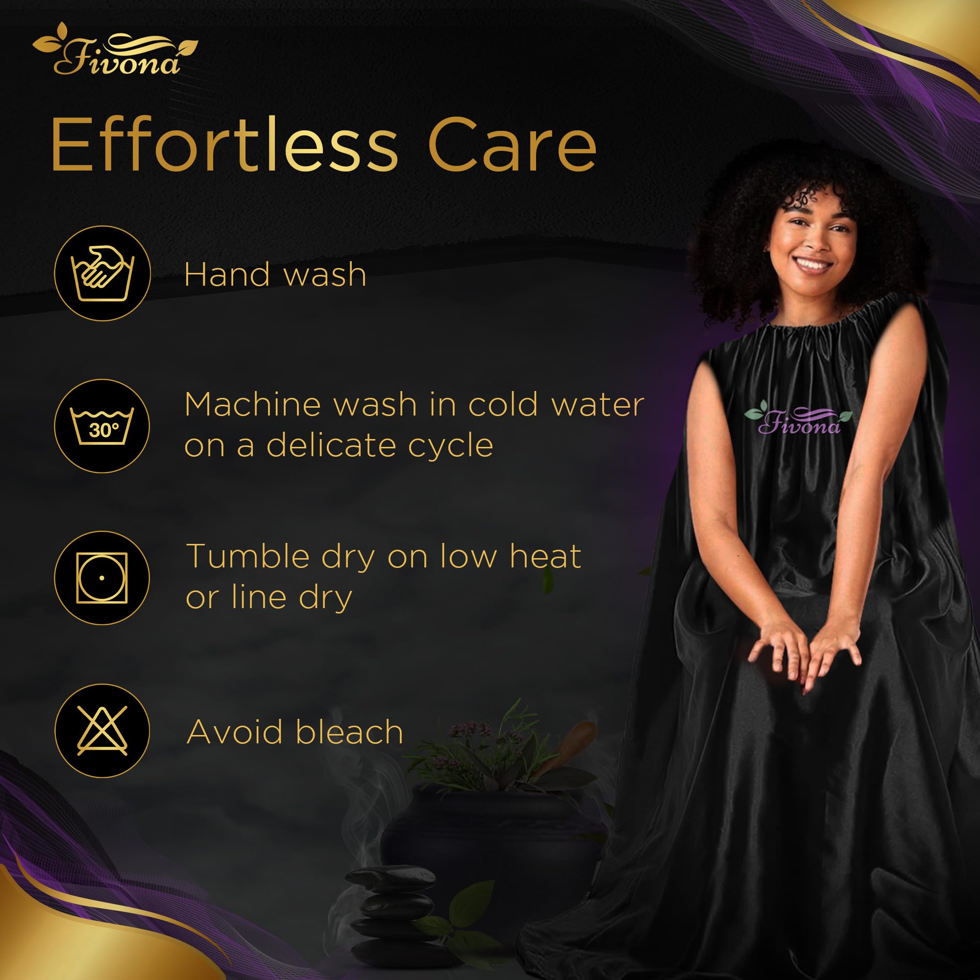 FIVONA Yoni Steam Gown - Universal Size Full Body Covering - Luxuriously Soft Fabric - V Steam Gown with Stretch Ribbing for Spa, Sauna, Beauty Salon or Home