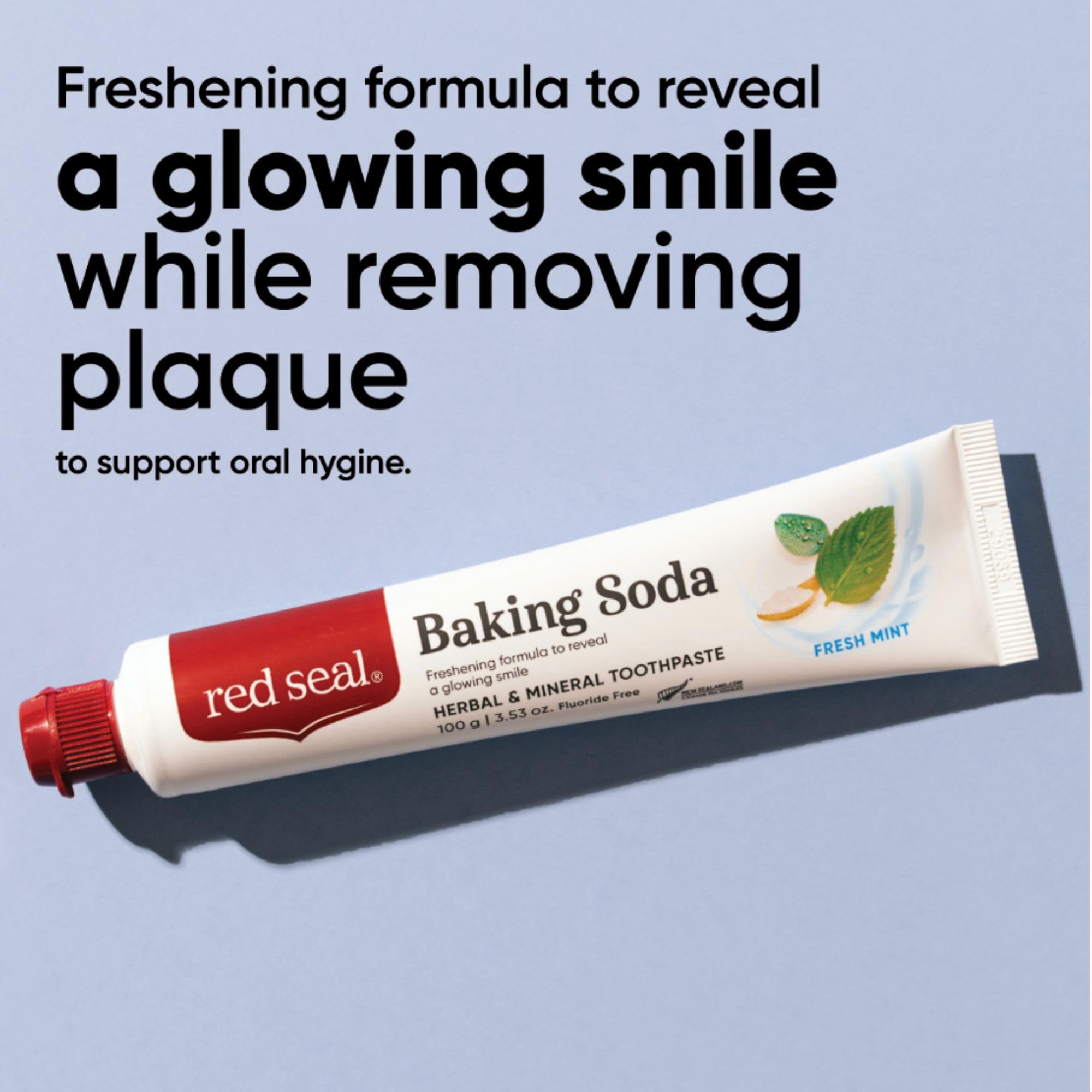 Red Seal Fluoride Free Toothpaste - Baking Soda - Herbal & Mineral Formula, Vegan-Friendly, Cruelty-Free, SLS and Paraben-Free, No Artificial Flavors, NATRUE Certified Natural, Dry Mouth Relief