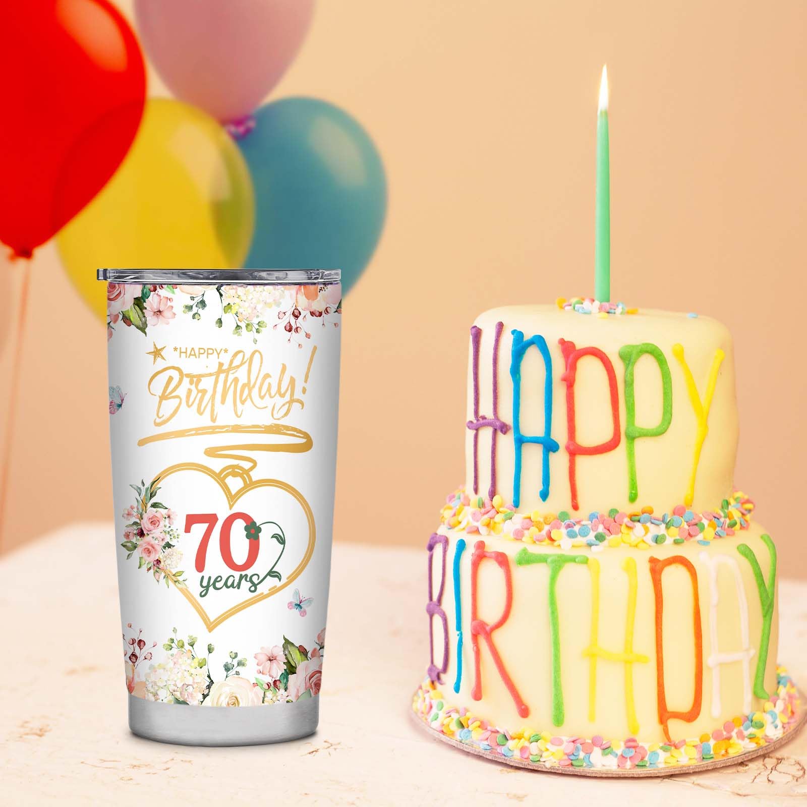 70th Birthday Gifts for Women, Happy 70 Year Old Birthday Gift, Best Gifts for 70 Year Old Woman, 1953 Birthday Gifts for Women Tumbler Cup 20oz With Lid