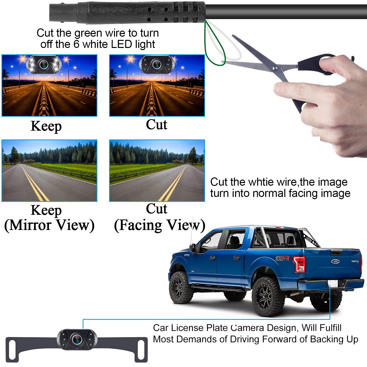 Backup Camera Easy Setup Plug-Play: HD 1080P No-Delay Waterproof - Clear Night Vision Rear View Camera with 4.3 Inch Monitor for Car Truck SUV - LK3