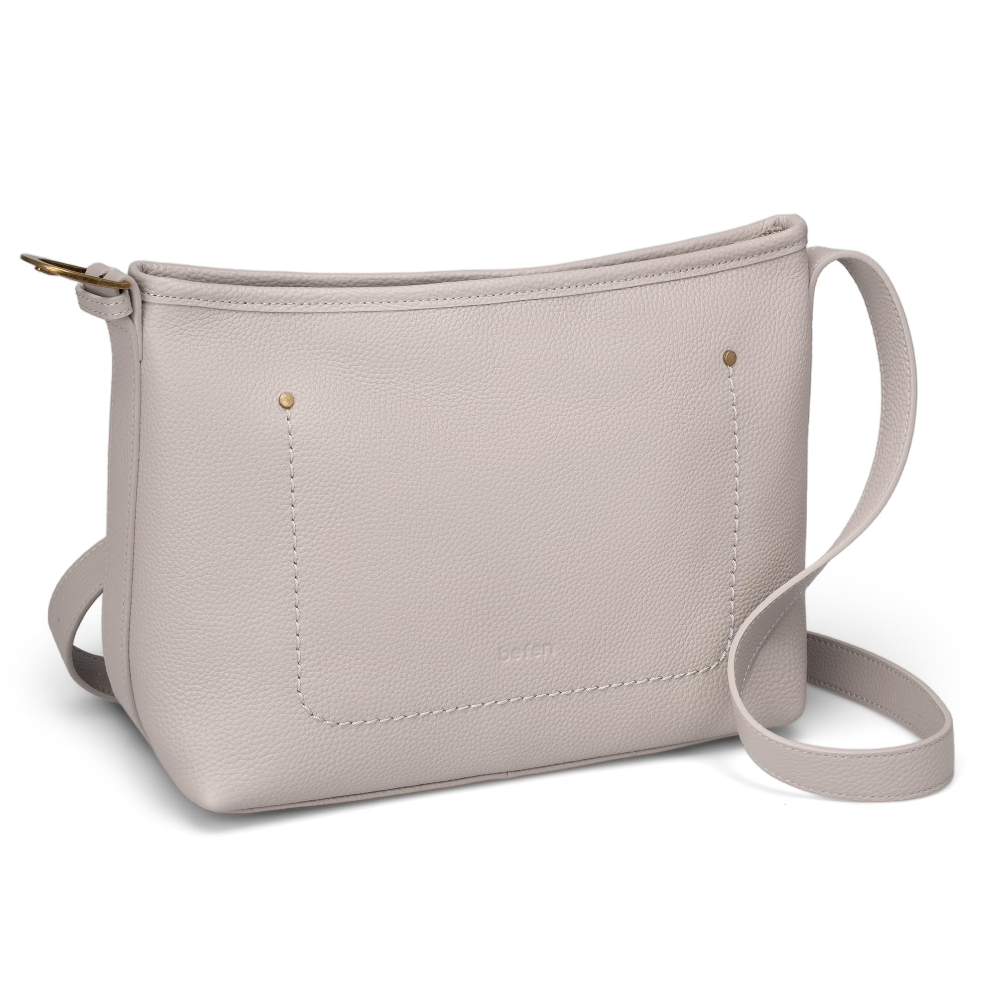 befen Genuine Leather Purse for Women Medium Size RFID Crossbody Bags for Women Travel Soft Real Leather Hobo Bags with 7 Card Slots Designer Shoulder Handbag with Adjustable Strap for Everyday, Gray