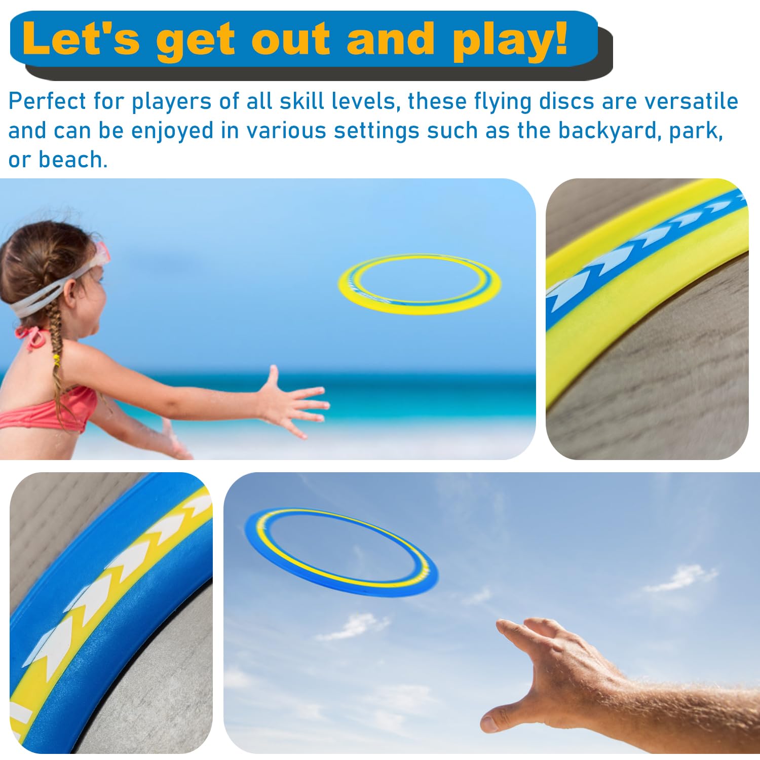 Senston Flying Discs Easily Catch and Throw Sports Disc 11 Inch Soft Flying Discss for All Level Players Colorful Flying Discs 3 Pcs for Pool Beach Backyard Family Fun