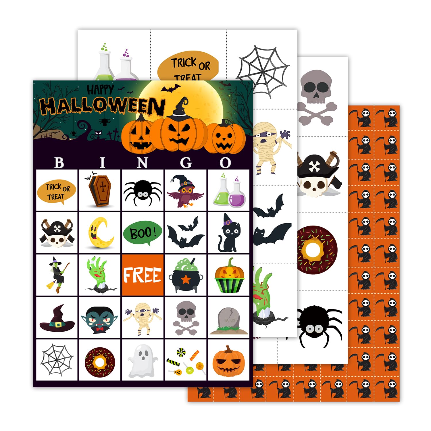 Halloween Bingo Party Games with 24 Players, Halloween Party Games for Girls Boys School Classroom Party Supplies, Classroom Activities, Party Favor Gifts for Young Adults Family Activities - JY907