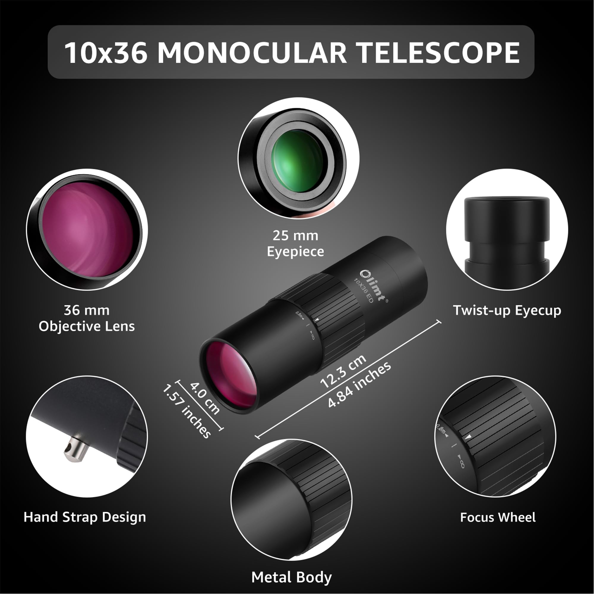 10x36 Monocular Telescope, Compact Handheld Mini Pocket Small Portable Size ED Lens Fully Multi-Coated HD BAK-4 Prism Optics Professional Waterproof Fogproof for Adults Hiking Bird Watching Travel