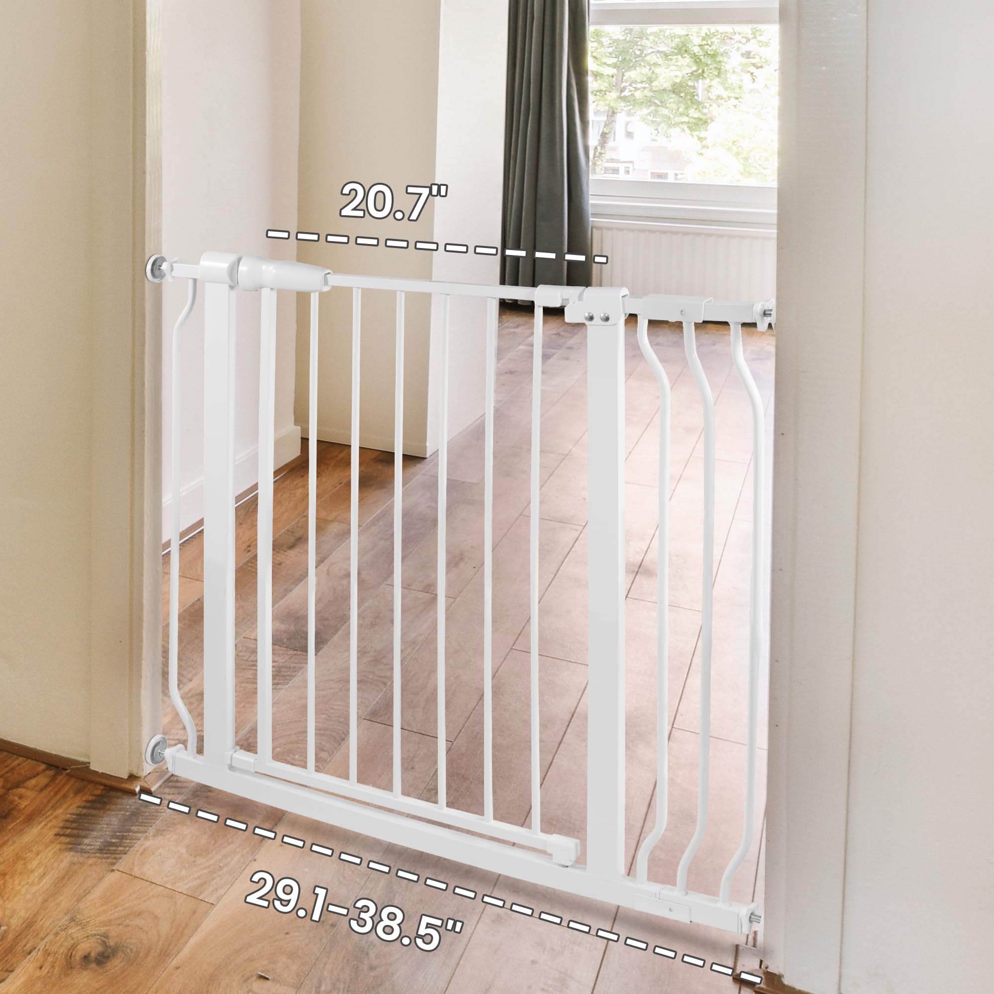 BalanceFrom Easy Walk-Thru Safety Gate for Doorways and Stairways with Auto-Close/Hold-Open Features, 30-Inch Tall, Fits 29.1 - 38.5 Inch Openings, White