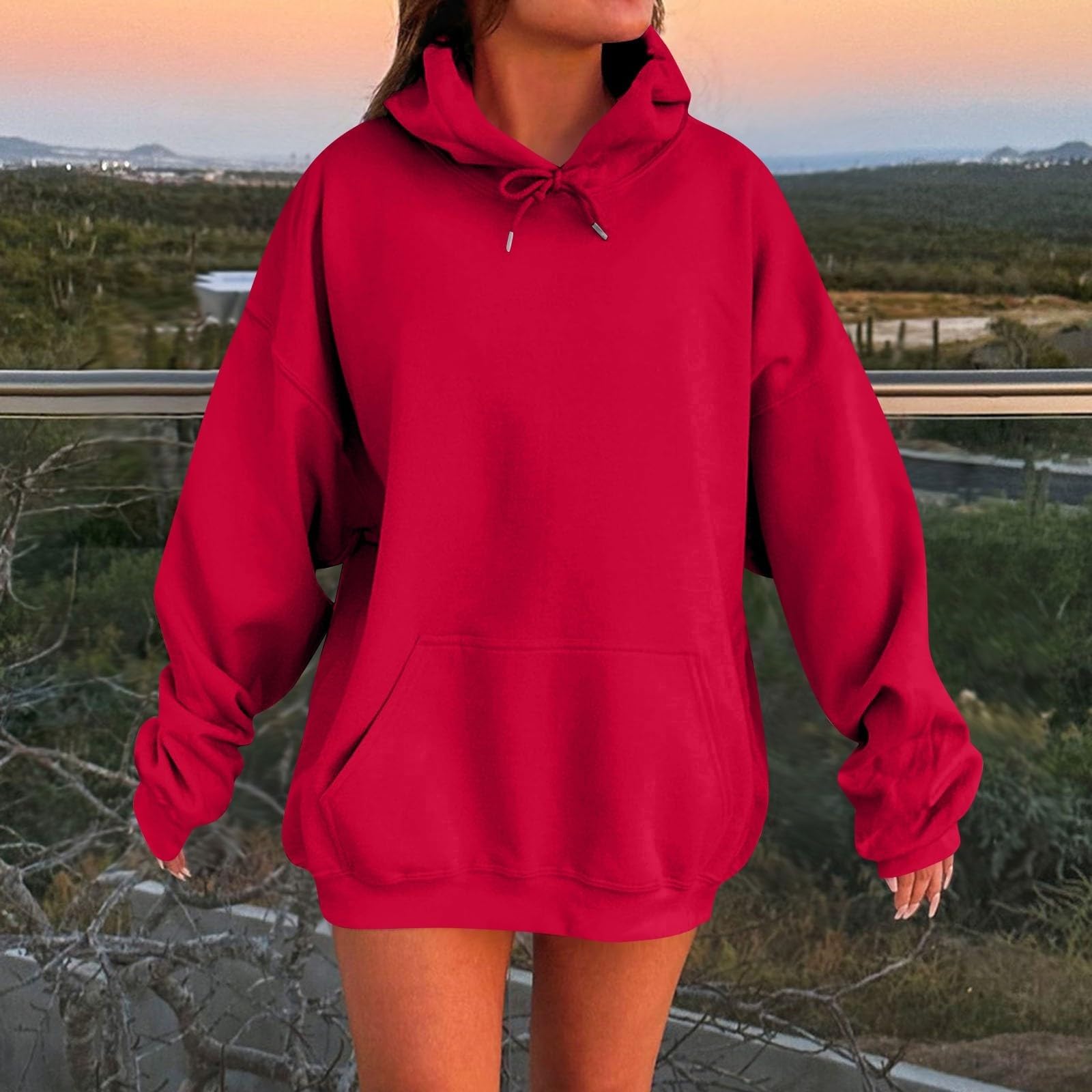 red Oversized Hoodie Amazon Warehouse Sale Clearance Returns Womens Oversized Hoodies Winter Cute Sweatshirts Pullover Fashion Tops Trendy Outfits Clothes for Mature Women Over 50 Red L