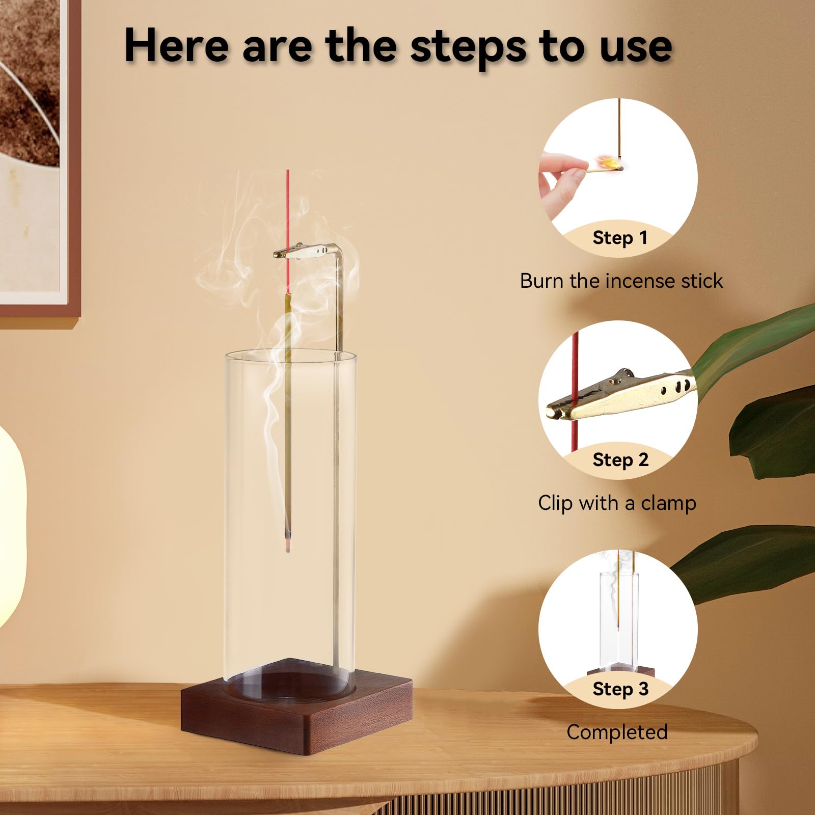 2 Pack Durmmur Incense Holder for Sticks, Insence-Stick Holder Ash Catcher with Removable Glass [Anti-Ash Flying],Mess-Free Incense Burner Holder,Perfect for Meditation Yoga Relaxation,Home Decor