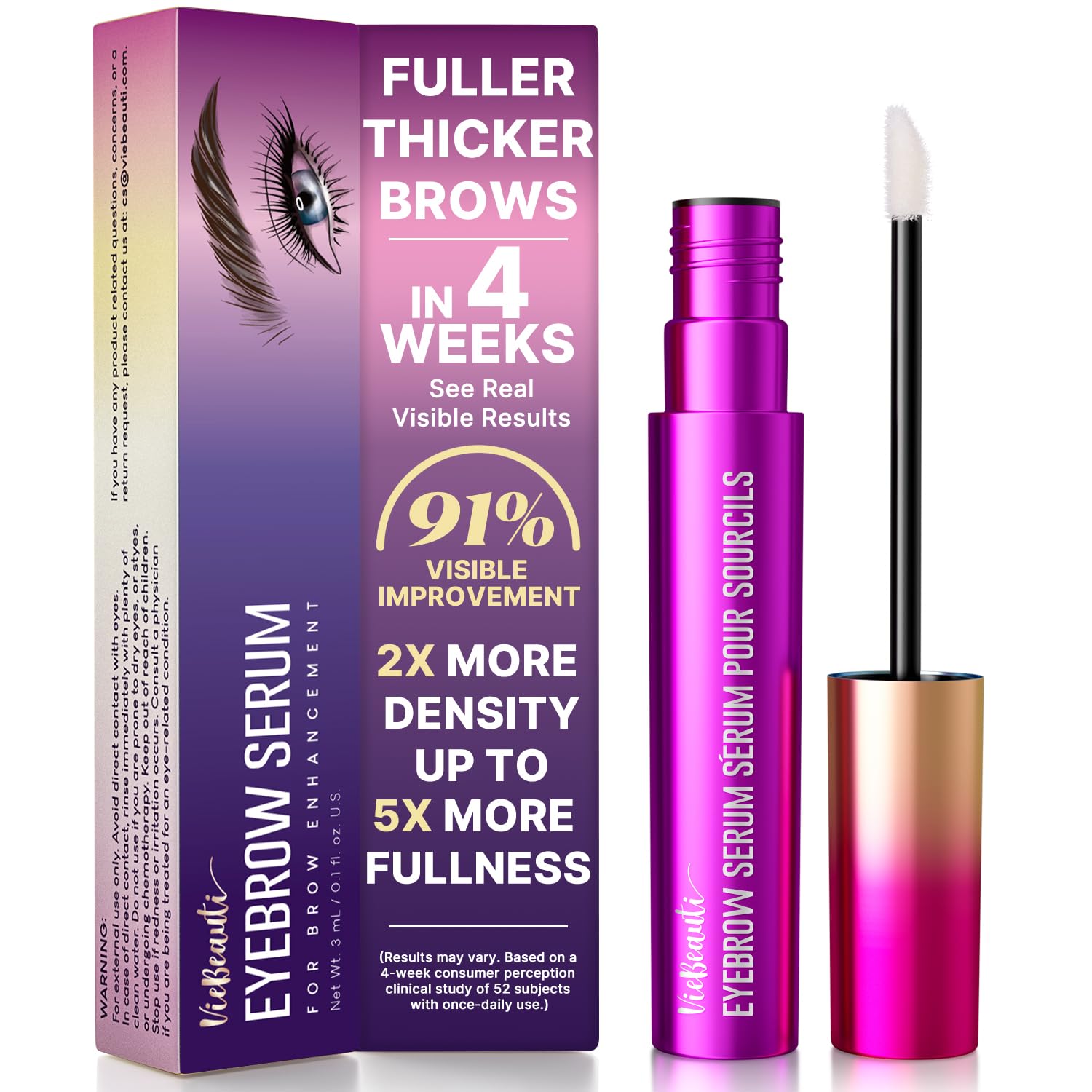 VieBeauti Eyebrow Growth Serum: Eyebrow Serum to Grow Brows with Advanced Formula to Boost Longer Fuller and Thicker Eyebrows 0.1 Fl. Oz.