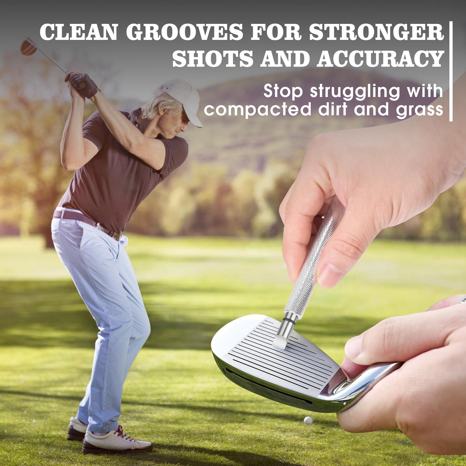 Pro Golf Club Cleaner Brush with Golf Groove Sharpener Tool 8 Inches Golf Water Brush with Retractable Clip Hold 5oz of Water Ideal Golf Accessories for Men/Women(White)