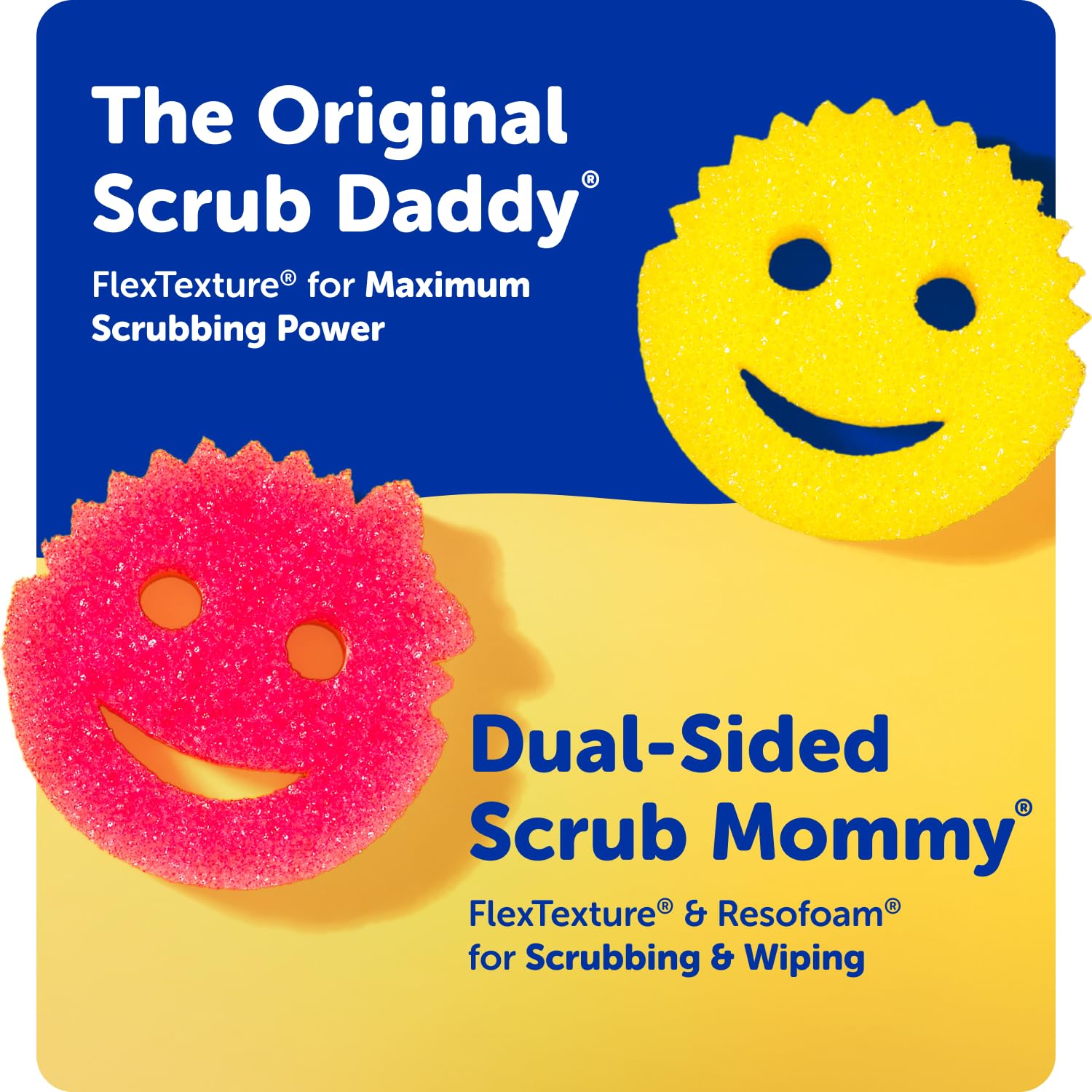 Scrub Daddy Color Sponges - Scratch-Free Multipurpose Dish Sponges for Kitchen, Bathroom & Household Cleaning - Made with BPA-Free Polymer Foam (3 Count)