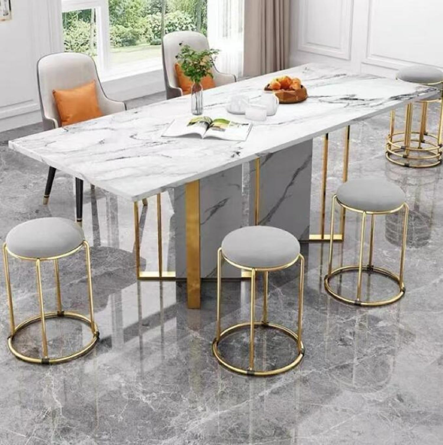 MOGUOBIN Velvet Bar Stool Backless Bar Stools Counter Stools Vanity Stools Salon Backless bar stools Round Stool Stackable Round Chairs Dining Chairs Set of 5 Pack,for Dinning,Kitchen,Salon,Semina.